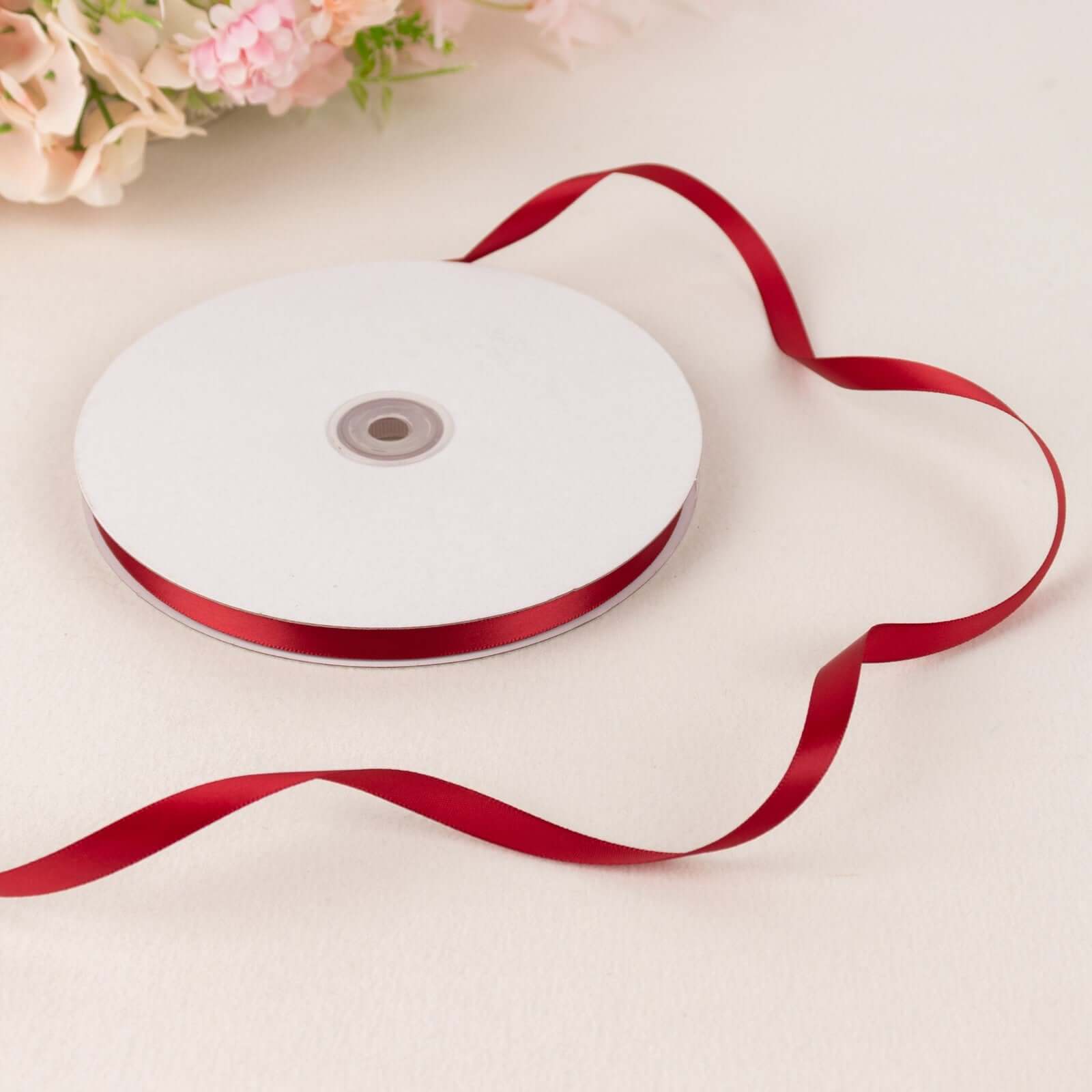 100 Yards 3 8" Burgundy Single Face Decorative Satin Ribbon