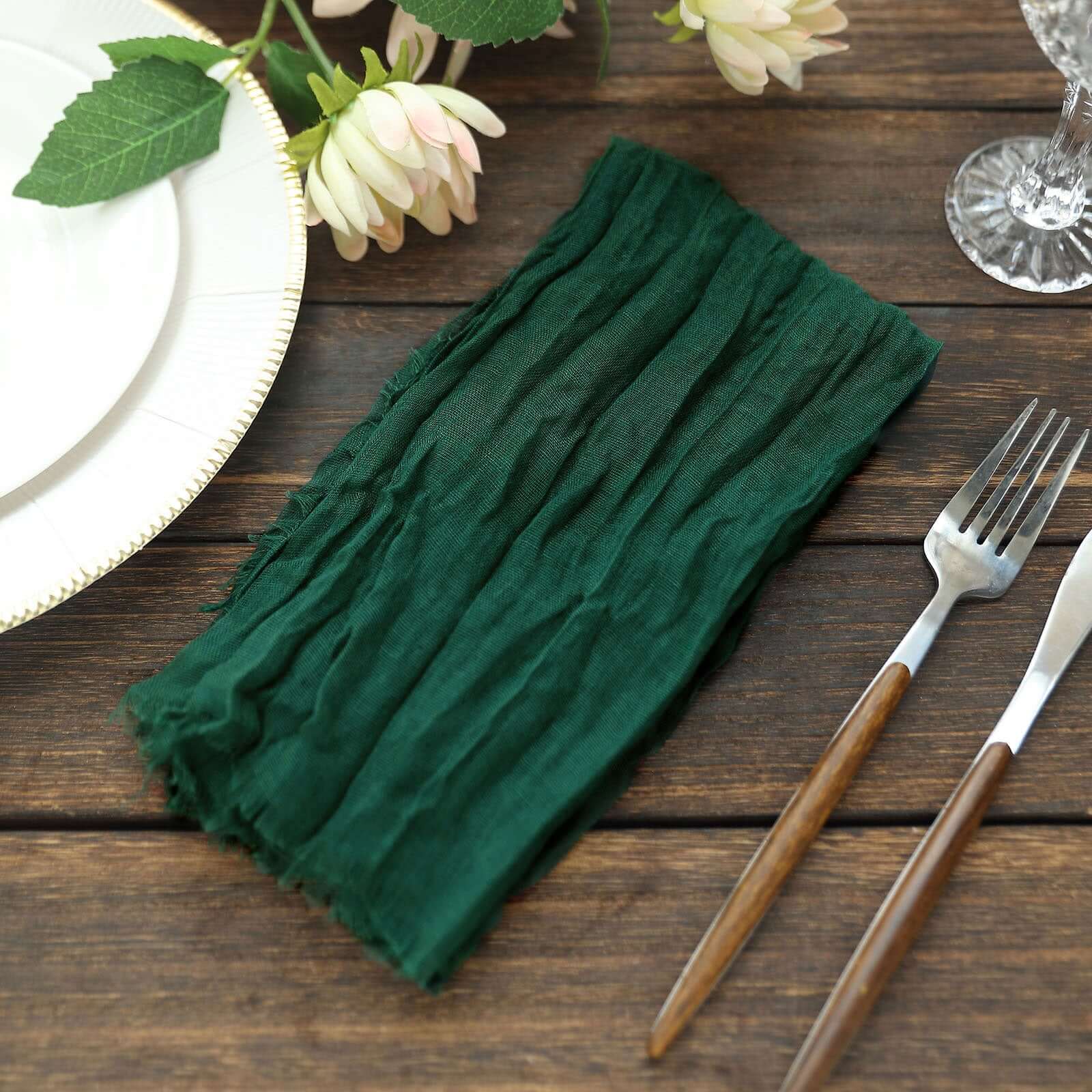 5 Pack Gauze Cheesecloth 24"x19" Napkins Hunter Emerald Green Reusable Dinner Napkins