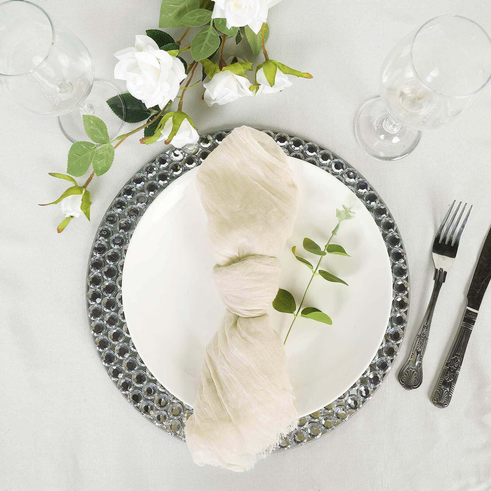 5 Pack Gauze Cheesecloth 24"x19" Napkins Cream Reusable Dinner Napkins