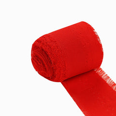 2 Pack 6yd Red Silk-Like Chiffon Linen Ribbon Roll For Bouquets, Wedding Invitations Gift Wrapping