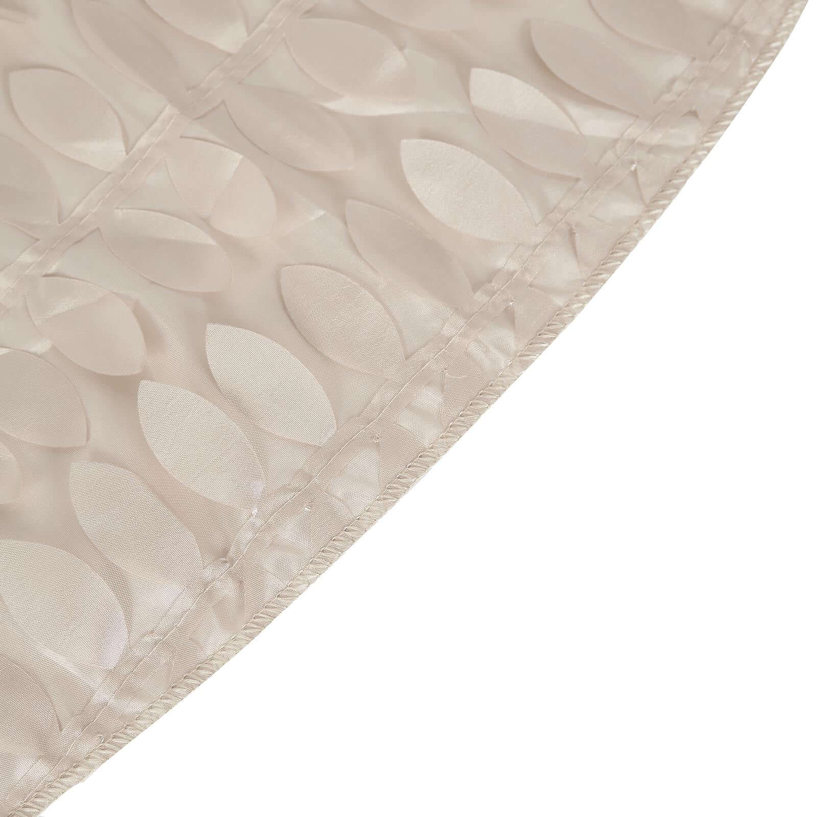 Taffeta 120" Round Tablecloth Beige 3D | 3D Leaf Petal Design Seamless Table Cover for Chic Wedding & Event Decor