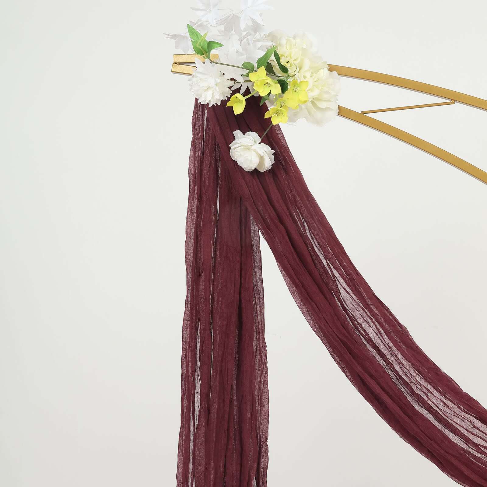 20ft Burgundy Gauze Cheesecloth Fabric Wedding Arch Drapery, Window Scarf Valance, Boho Decor Arbor Curtain Panel