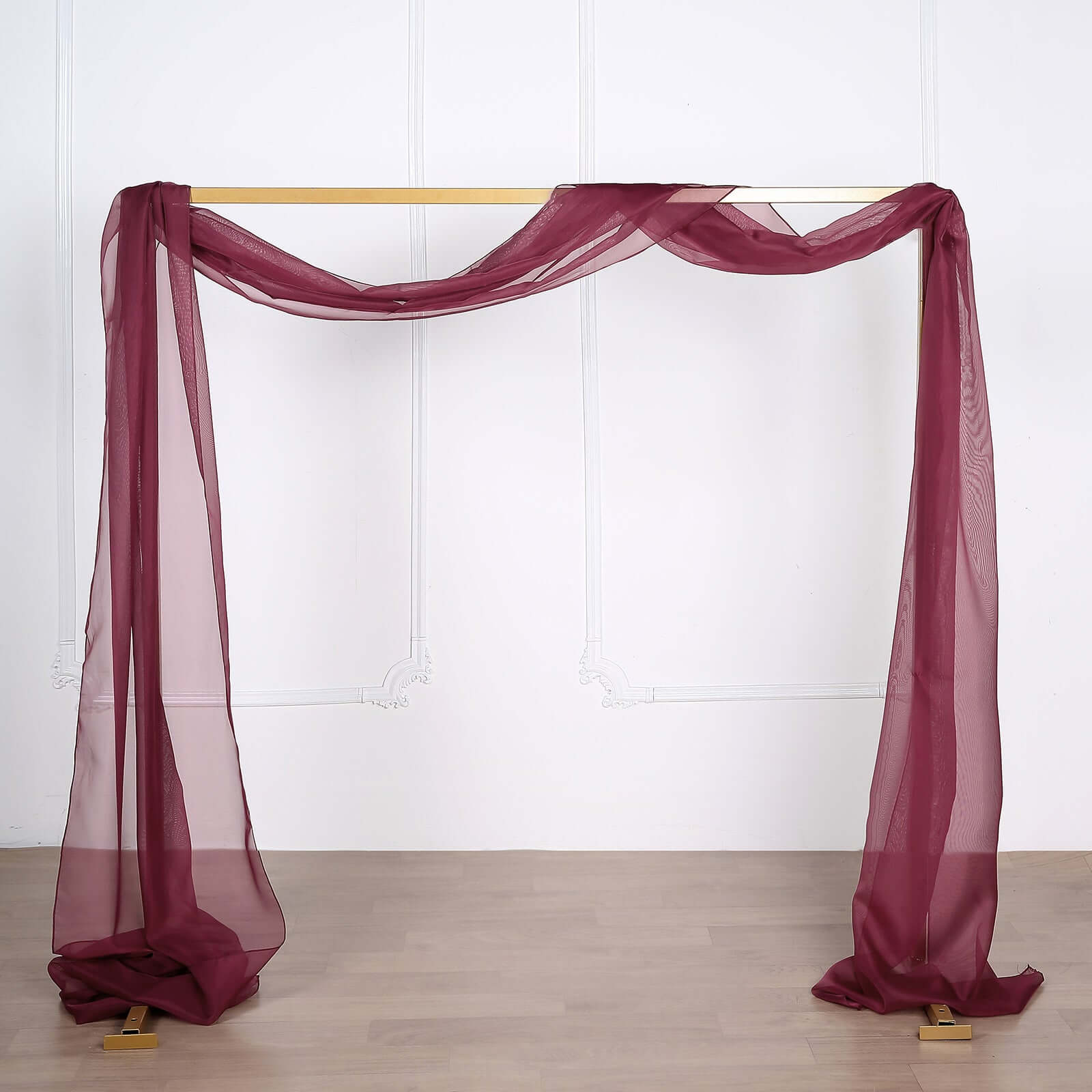 18ft Burgundy Sheer Organza Wedding Arch Drapery Fabric, Window Scarf Valance