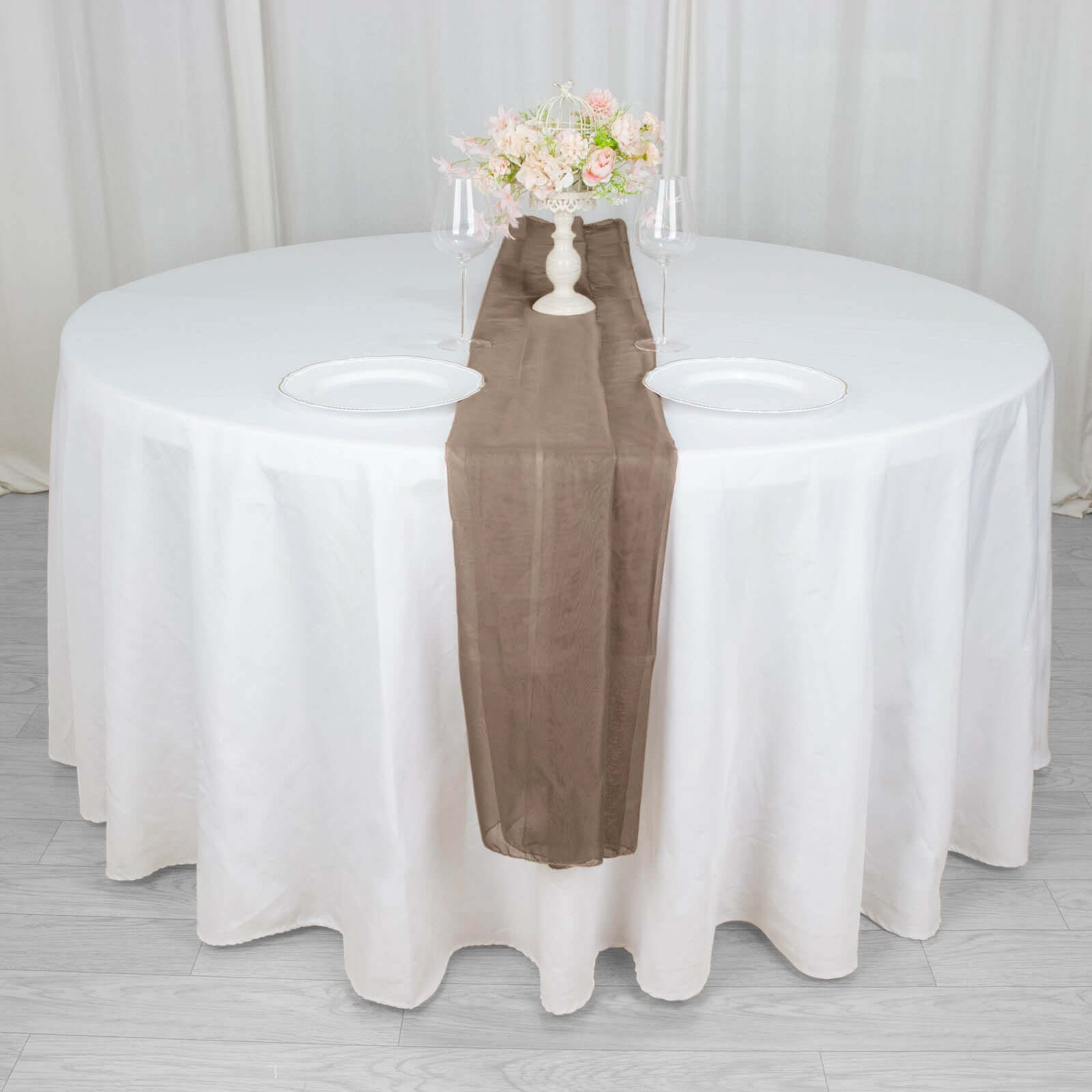 Premium Chiffon 6ft Table Runner Taupe - Flowy & Lightweight Table Decor