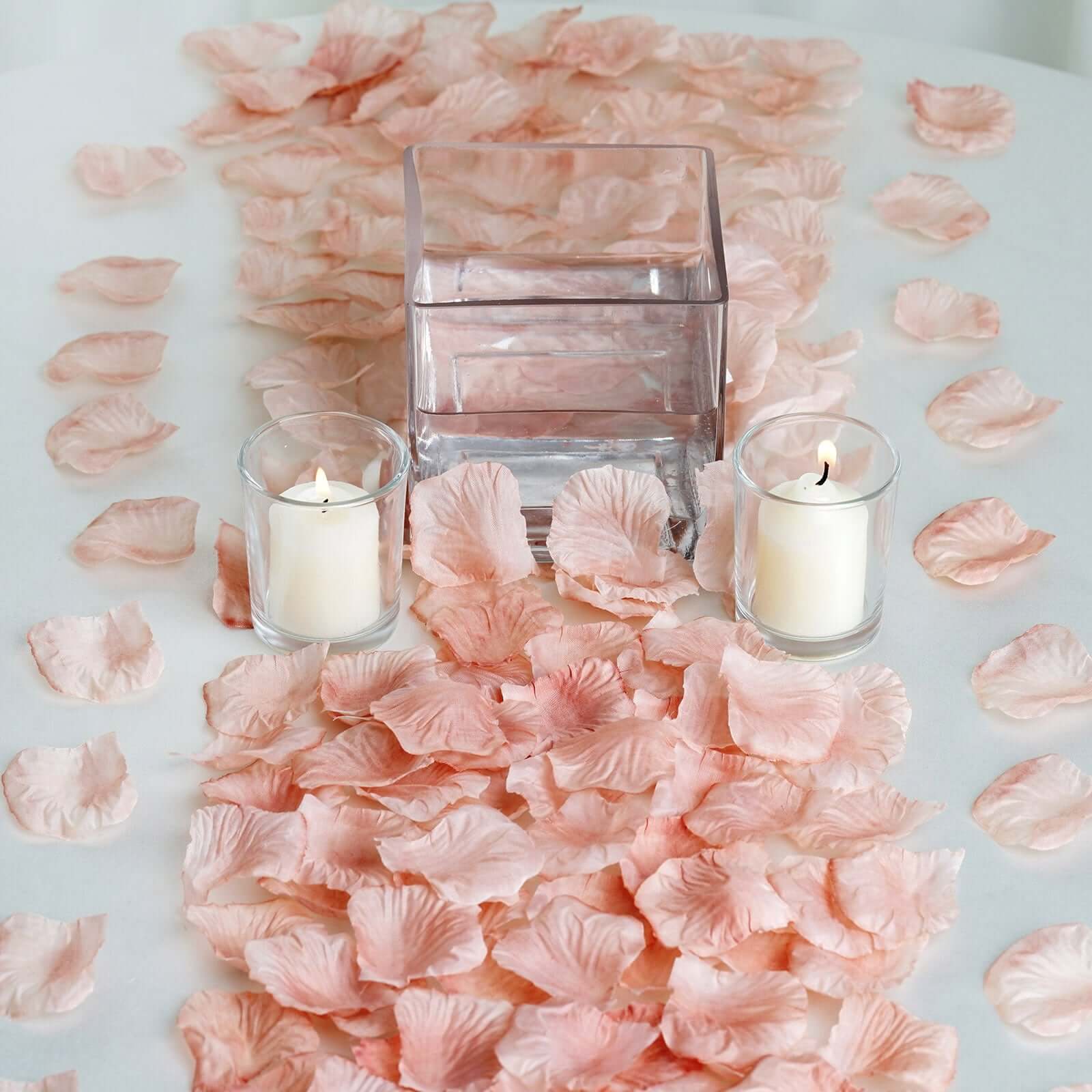 500-Pack Rose Petals Round Design Dusty Rose Silk Confetti - Decorative Scatters for Tables and Floors