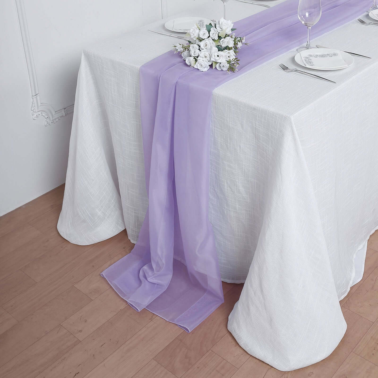 Premium Chiffon 6ft Table Runner Lavender Lilac - Flowy & Lightweight Table Decor