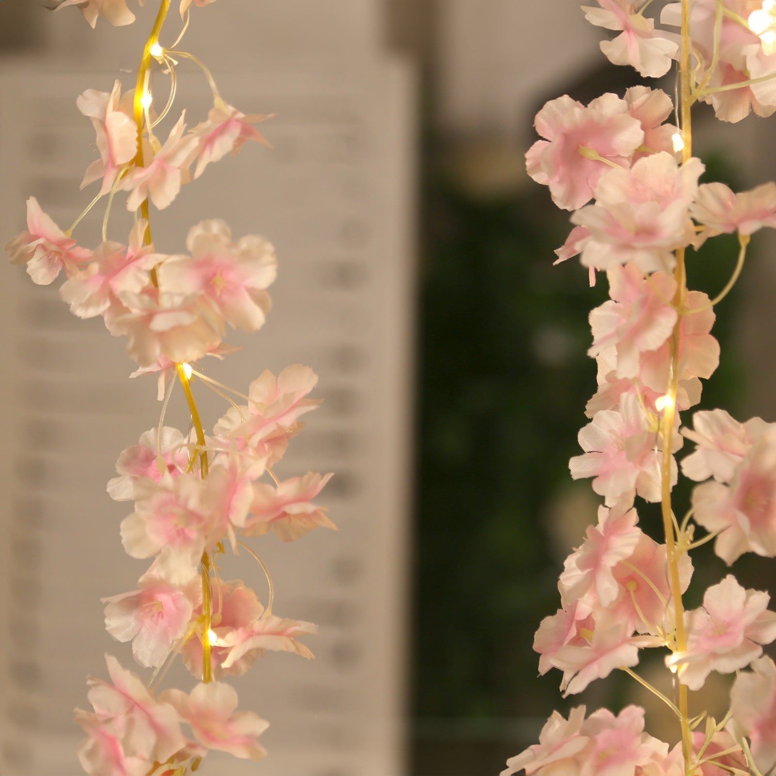 20 LED Garland Fairy String Lights Cherry Blossom Design Blush Warm White - Battery Operated Party Décor 6ft
