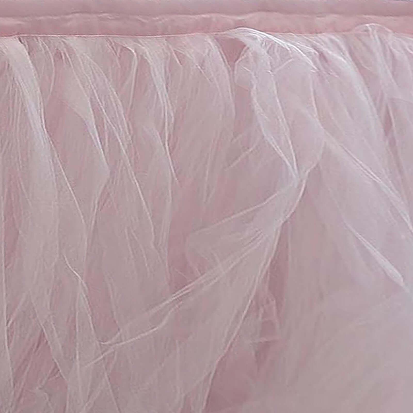 Tulle 21ft Table Skirt Blush - 4 Layer Pleated Tutu Table Cover
