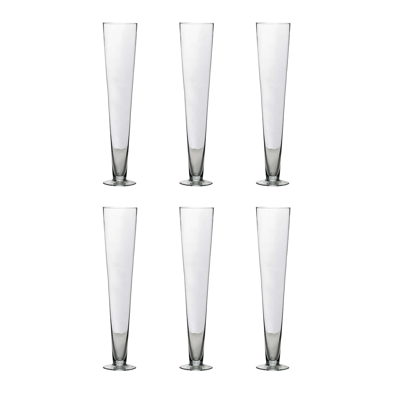 12-Pack Glass Trumpet Vases Clear - Durable Design for Upscale Event Displays 20"