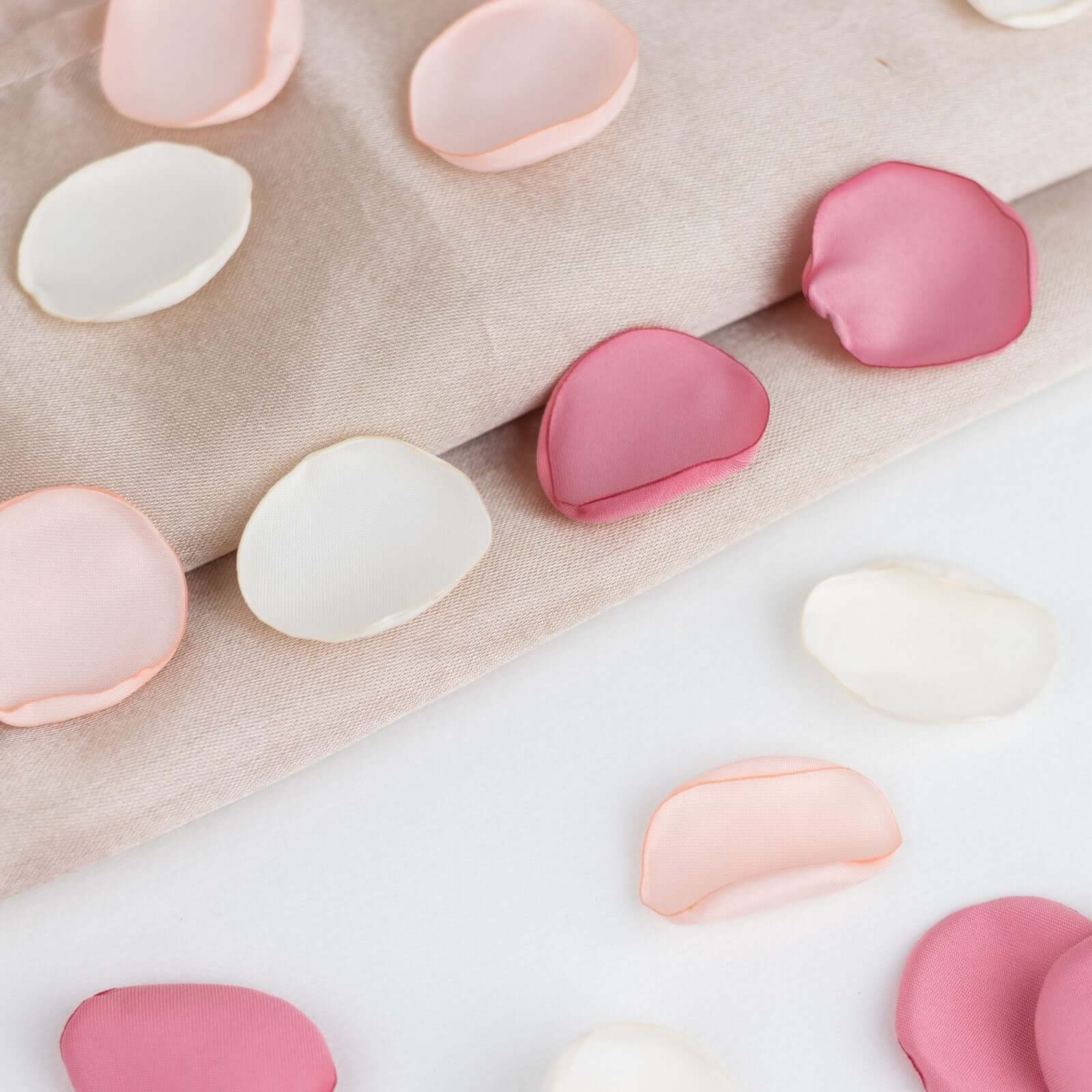 400-Pack Rose Petals Life-Like Flower Confetti Blush Mix Matte Silk Round - Decorative Event Table Scatters 2"
