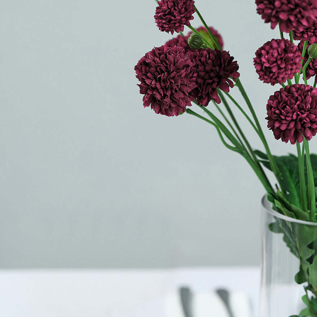 2 Bushes | 33" Burgundy Artificial Chrysanthemum Mum Flower Bouquets