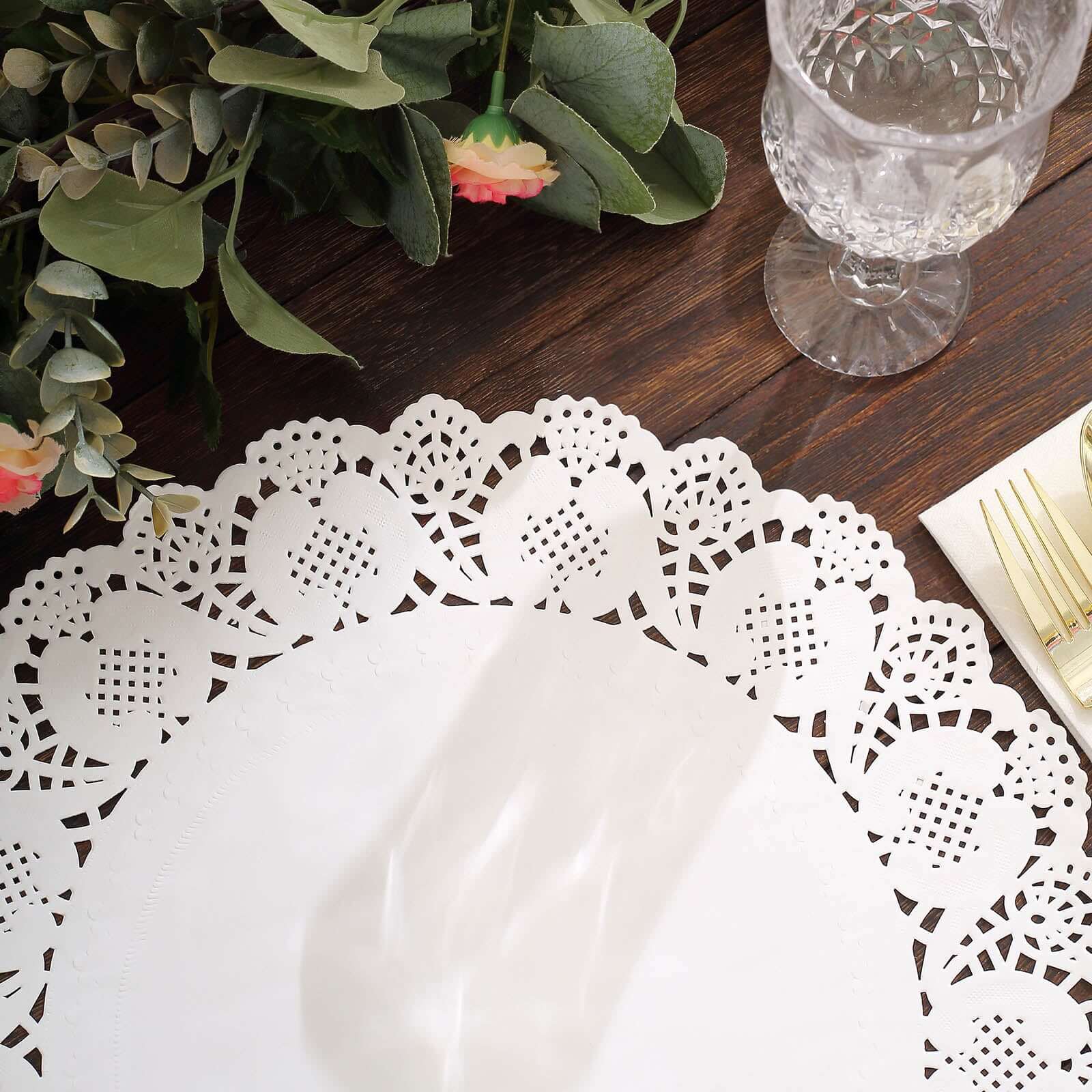 100 Pcs Paper 12" Round Placemats in White - Food Grade Lace Paper Doilies for Dessert Display & Table Decor