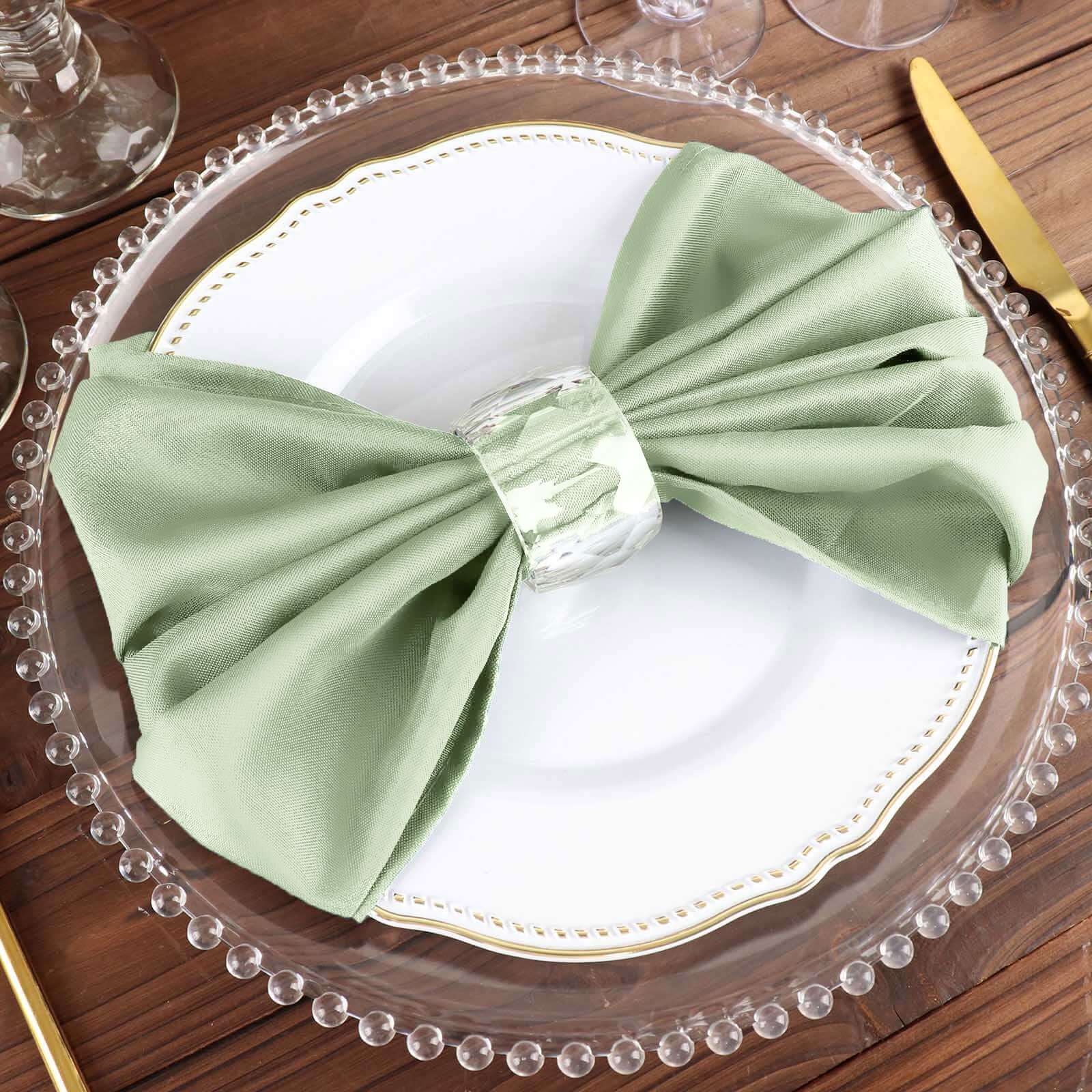 5 Pack Polyester 20"x20" Napkins Sage Green - Wrinkle Resistant & Easy Care Cloth Napkins