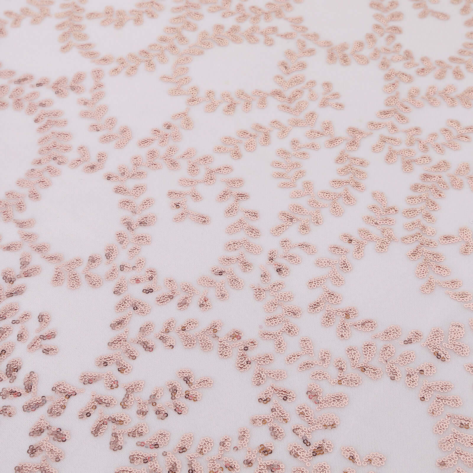 Tulle 72"x72" Table Overlay Square Tablecloth Rose Gold - Sequin Leaf Embroidered Table Topper