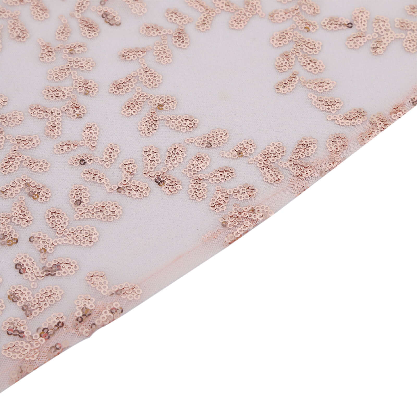 Tulle 72"x72" Table Overlay Square Tablecloth Rose Gold - Sequin Leaf Embroidered Table Topper