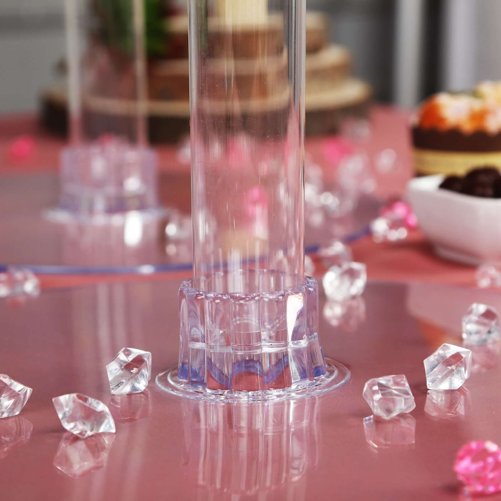 Acrylic Round DIY Cake Stand Plate Clear - Customized Tiered Dessert Display Holder for Treats Appetizers & Snacks