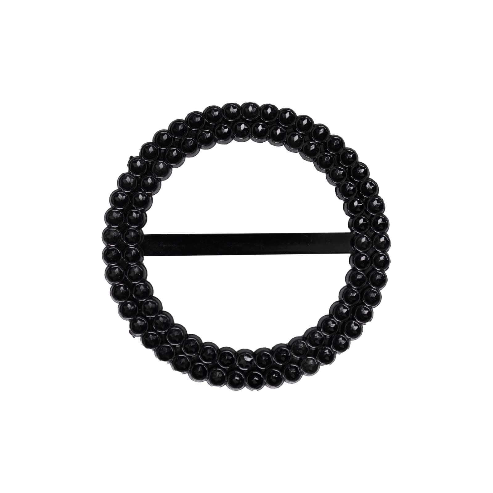 20 Pack Diamond Round Chair Sash Band Buckle Pins Black - Timeless Rhinestone Napkin Rings 2.5"