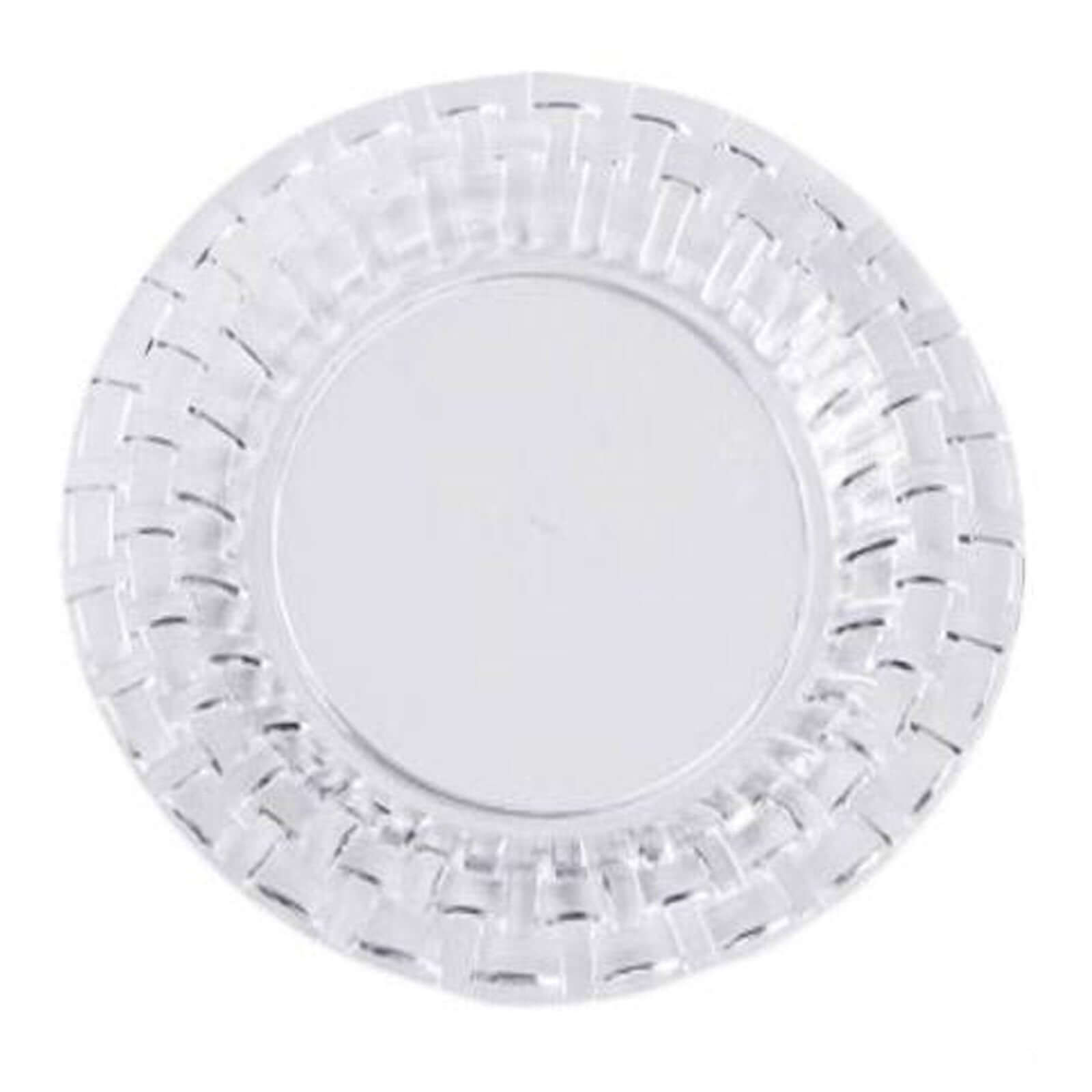 10-Pack Plastic Dinner Plates Clear Basketweave Rim - Durable Disposable Dinner Plates 10"