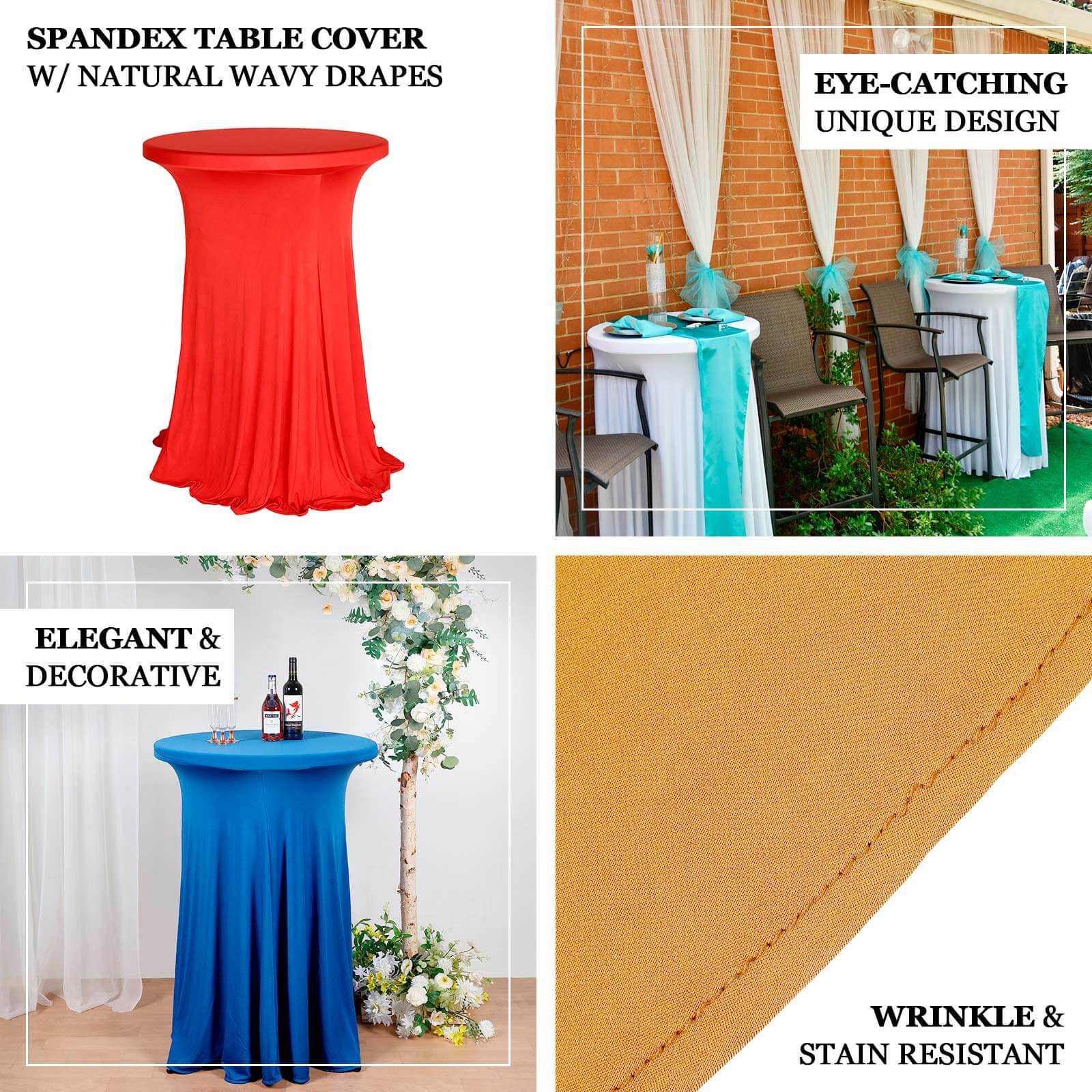 Spandex 32" Round Cocktail Table Cover Skirt Blush With Natural Wavy Drapes
