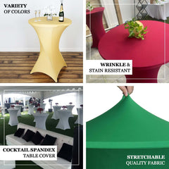 Spandex 24"-32" Round Cocktail Table Cover Lavender Lilac - Easy to Maintain Stretch Fitted Highboy Tablecloth