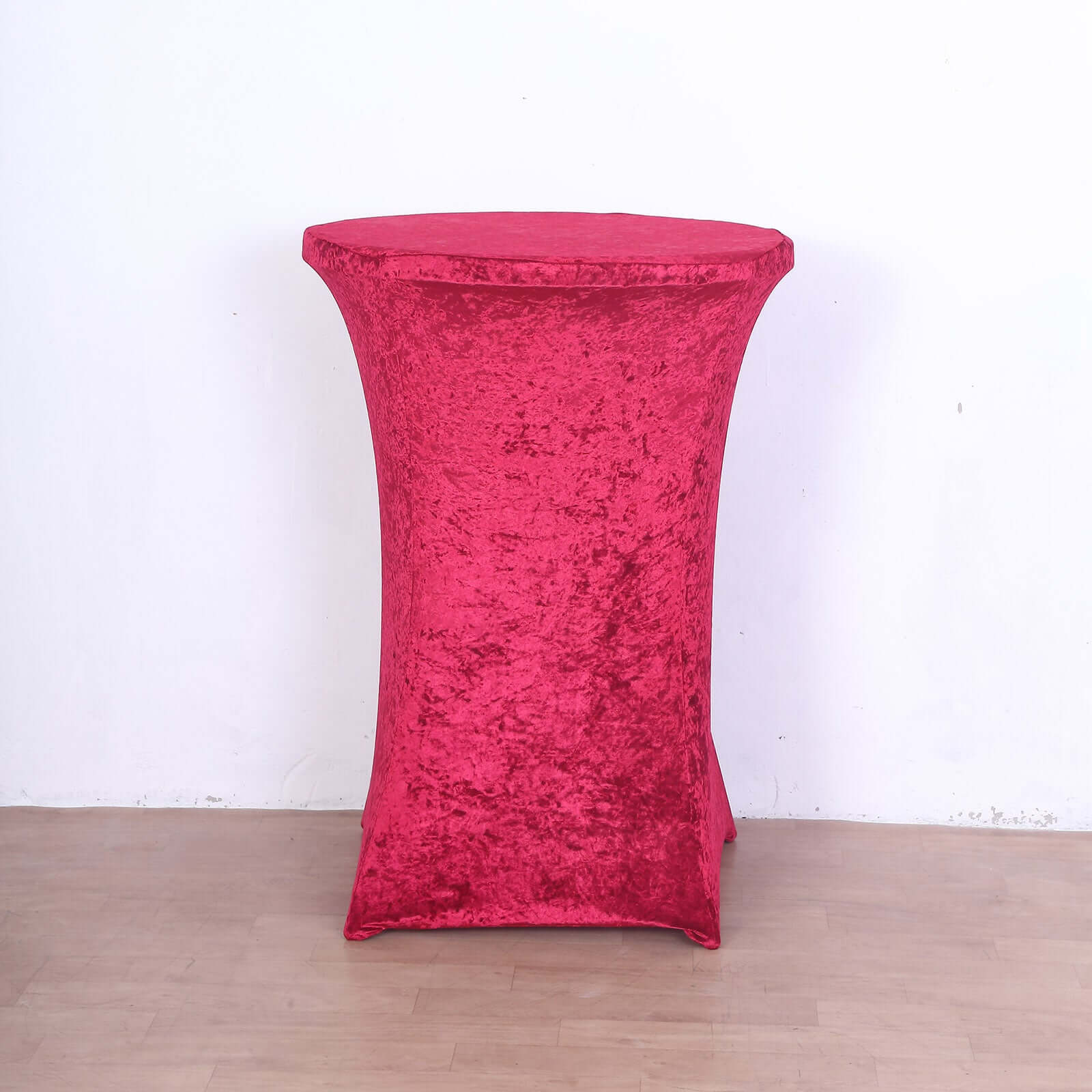 Crushed Velvet Spandex 32" Round Cocktail Table Cover Red Smooth Highboy Tablecloth