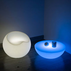 23.5" Color Changing Cordless LED Light Up Half Circle Round Table, Rechargeable Waterproof Illuminated Furniture