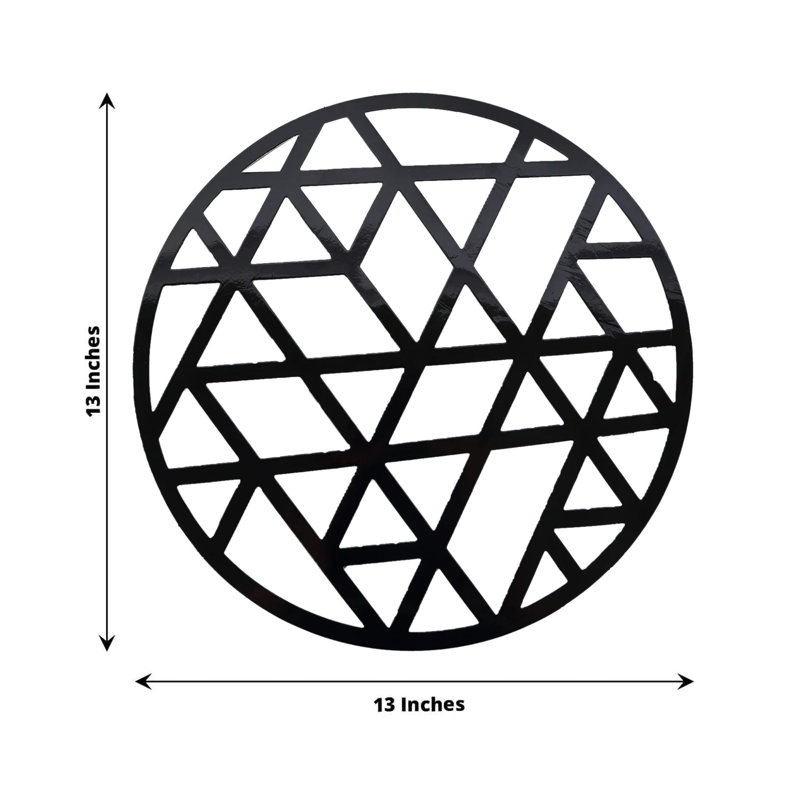 6-Pack Disposable Table Placemats in Black Laser Cut Geometric Triangle Design - 700GSM Cardboard Placemats for Glamorous Table Settings 13"