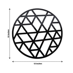 6-Pack Disposable Table Placemats in Black Laser Cut Geometric Triangle Design - 700GSM Cardboard Placemats for Glamorous Table Settings 13"