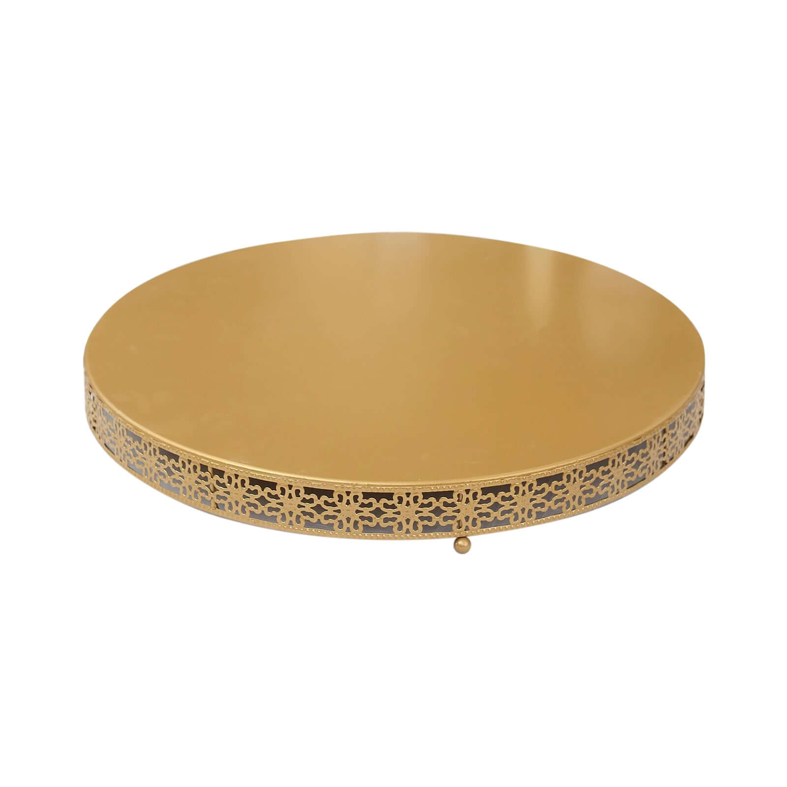 Metal Pedestal Cake Stand Fleur De Lis Round Design Gold - Cupcake Dessert Display Table Centerpiece 20"