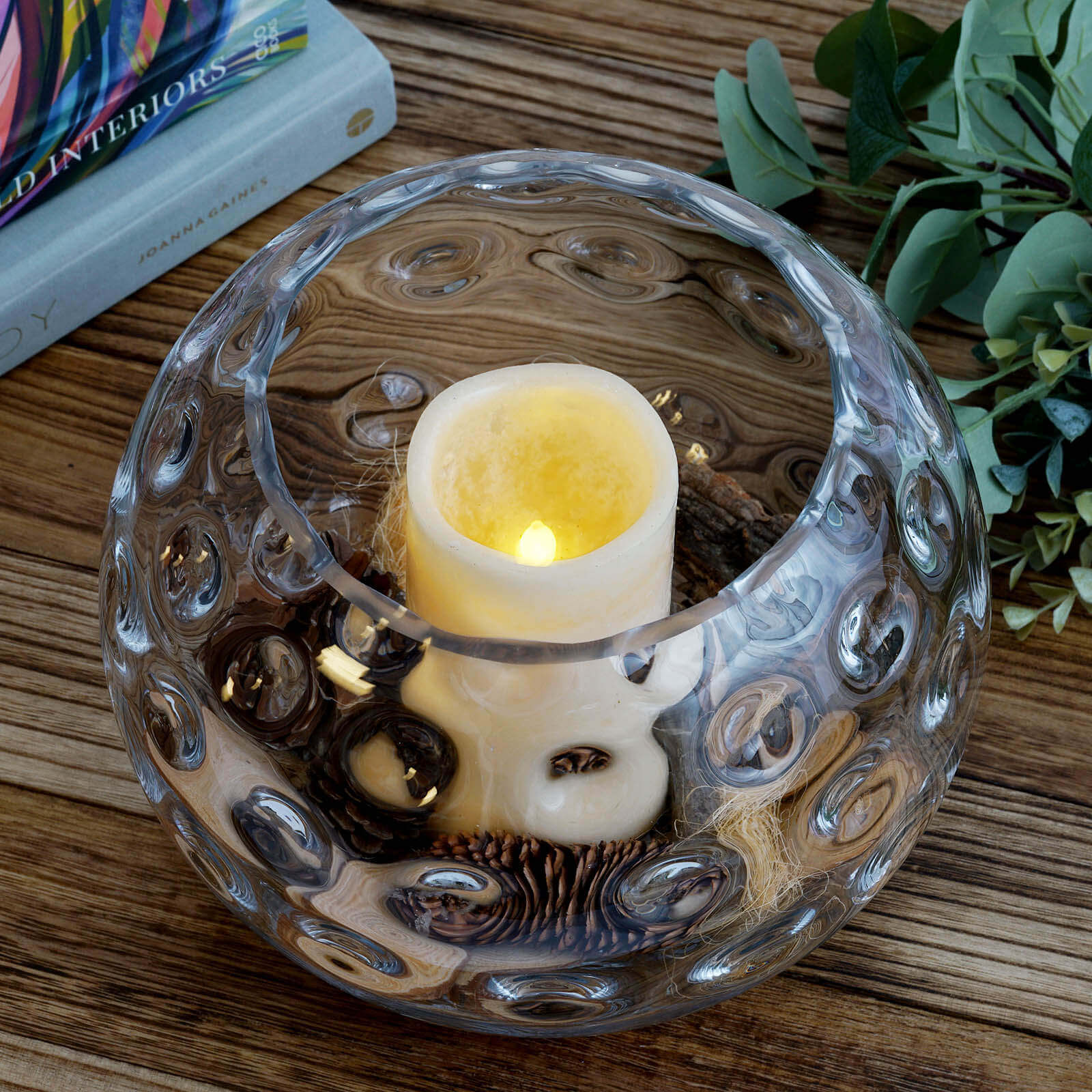 2-Pack Glass Bubble Vases Sphere Hobnail Design Clear Round - Decorative Votive Tealight Wedding Centerpieces 8"