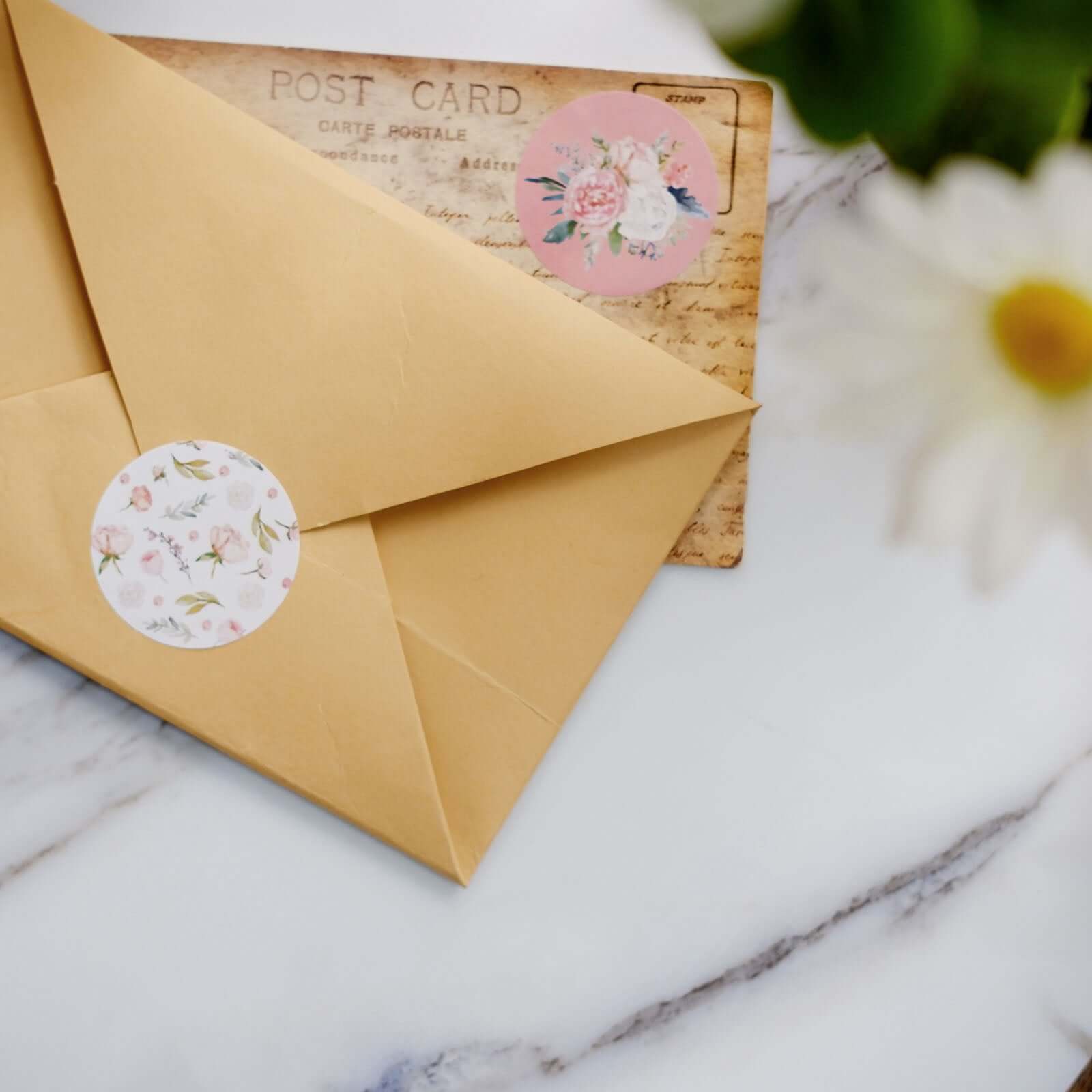 500Pcs 1.5" Baby Shower Love and Oh Baby Floral Stickers Roll, Labels For DIY Envelope Seal - Round