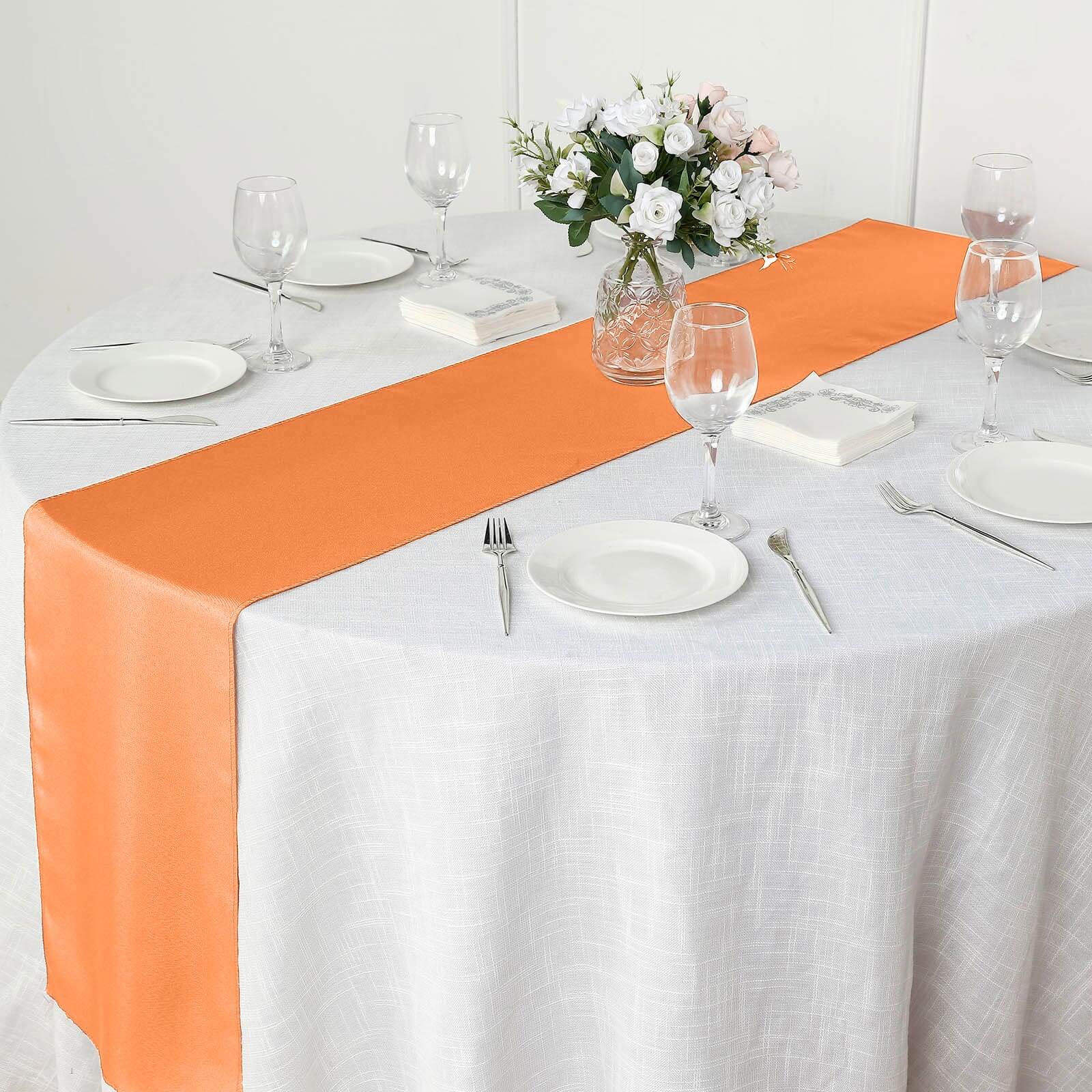 Polyester 12"x108" Table Runner Orange - Durable & Wrinkle-Resistant Table Decor