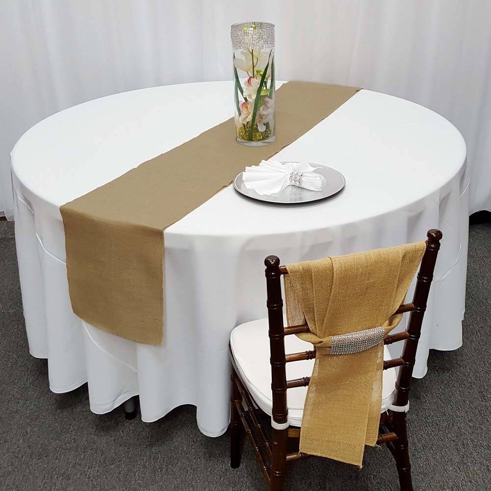 Burlap Jute 14"x108" Table Runner Natural - Rustic Boho Chic Tabletop Decor