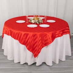 Satin 72"x72" Table Overlay Square Tablecloth Red - Stripe Table Topper