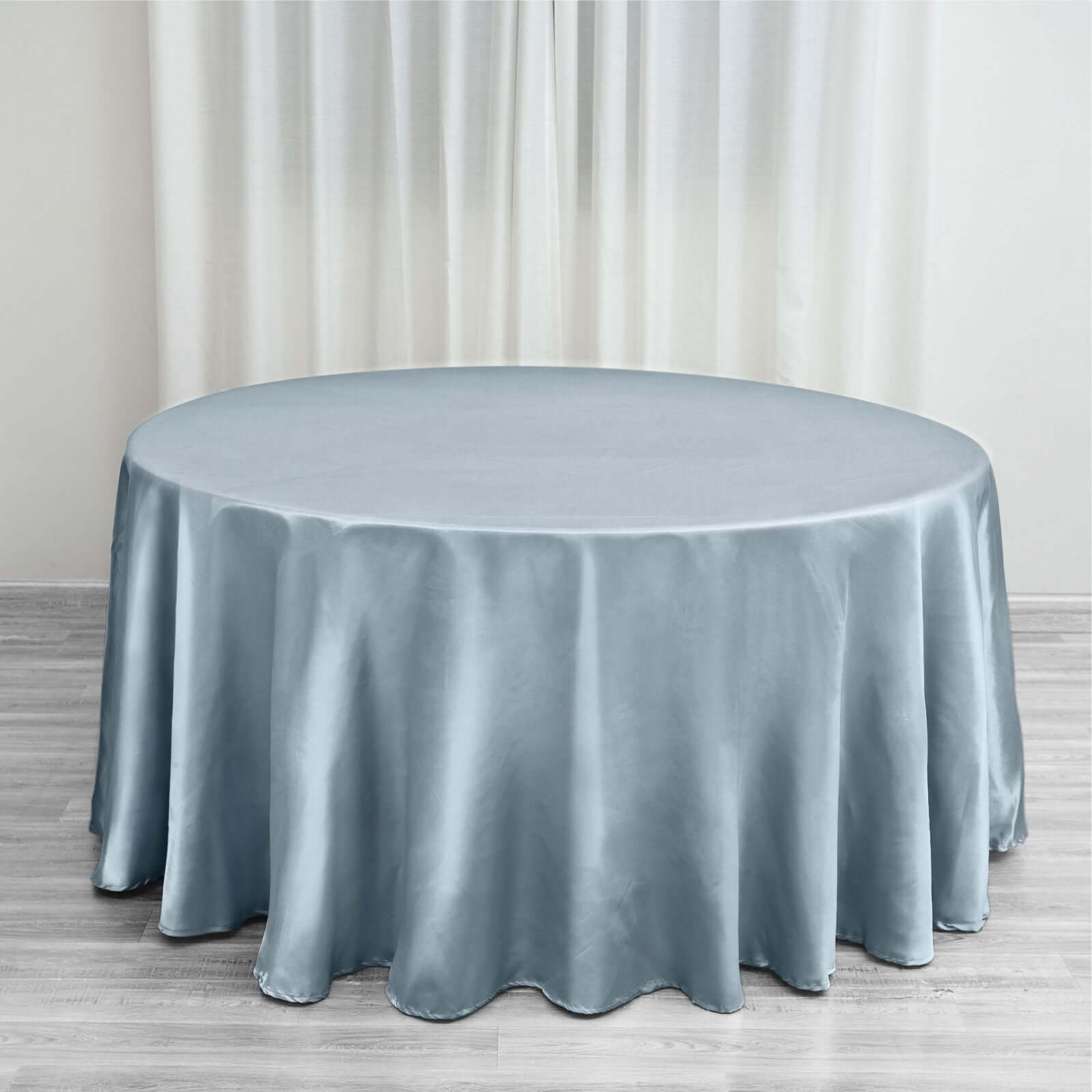 Satin 120" Round Tablecloth Dusty Blue - Stylish Seamless Table Cover