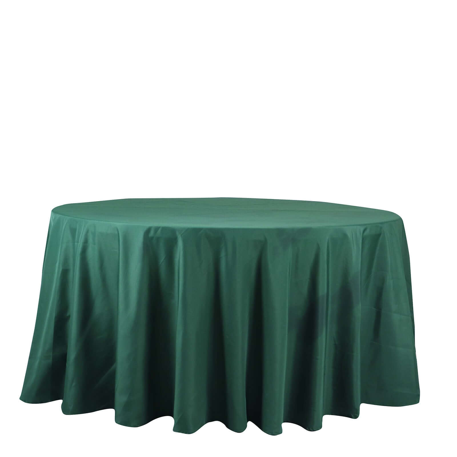 Polyester 132" Round Tablecloth Hunter Emerald Green - Seamless Chic Table Cover