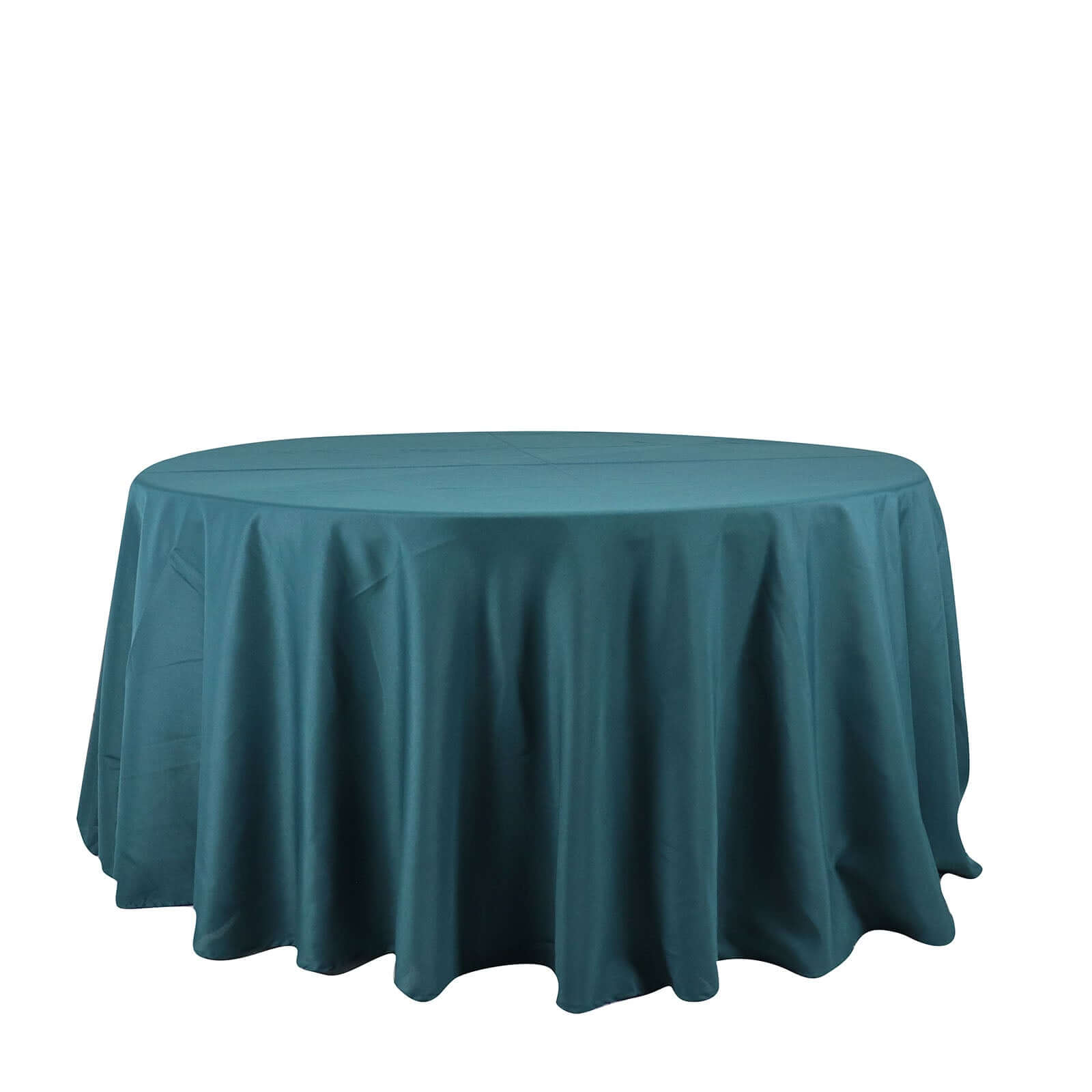 Polyester 120" Round Tablecloth Peacock Teal - Seamless Wrinkle-Resistant Table Cover