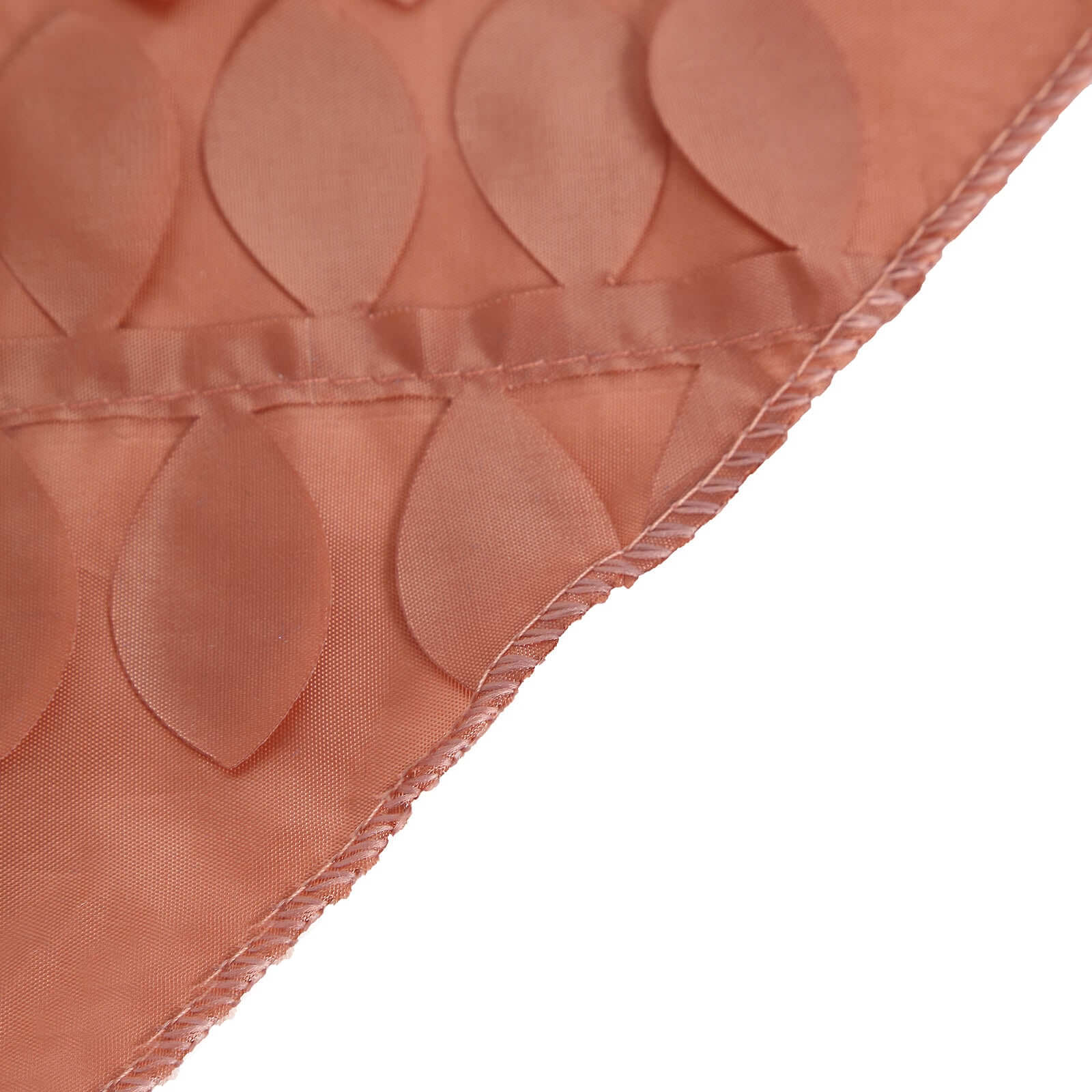 Taffeta 120" Round Tablecloth Terracotta (Rust) Leaf | 3D Leaf Petal Design Seamless Table Cover