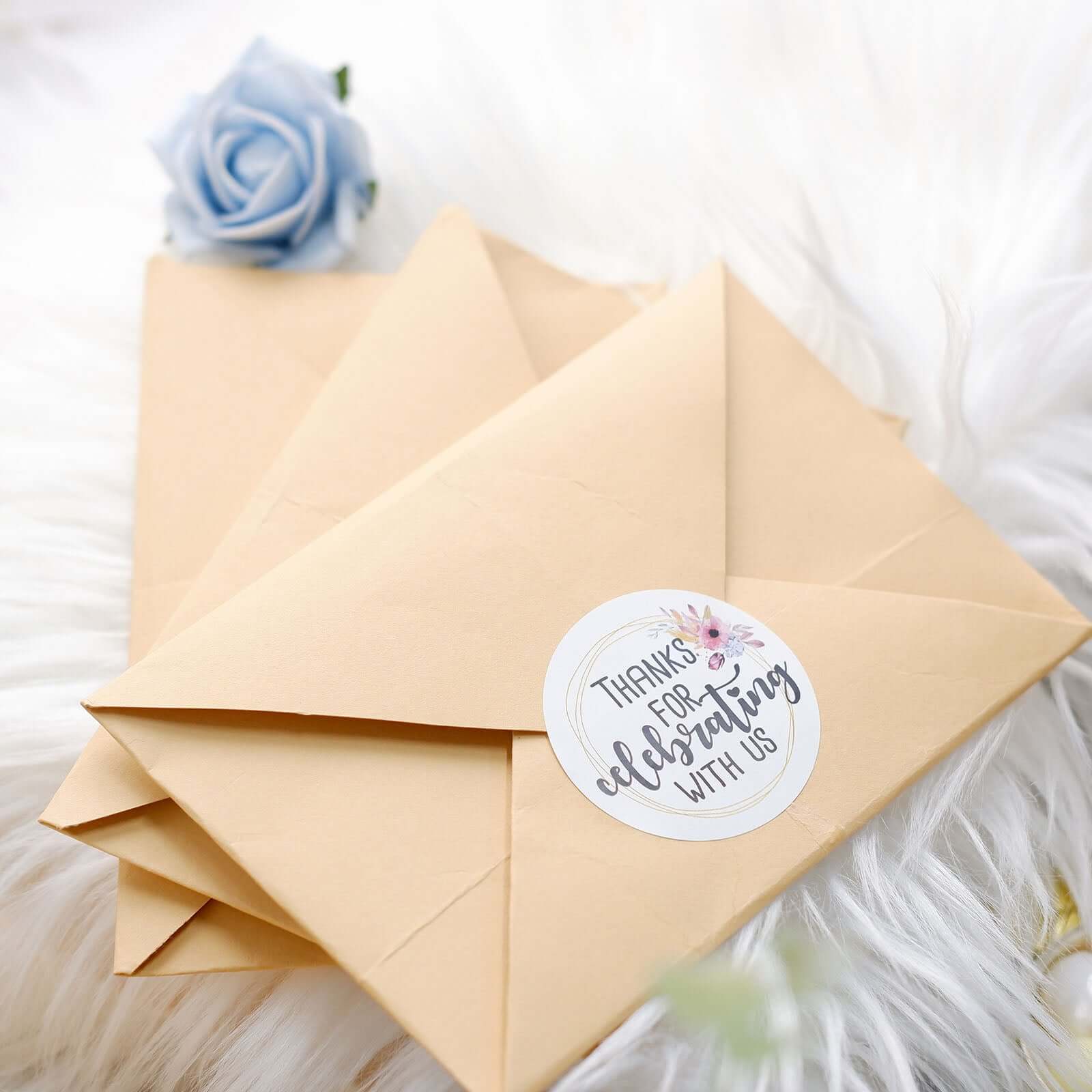 500Pcs 2" Thanks for celebrating with Us Stickers Roll, Labels for Envelops Seal and Wedding Favors - Round