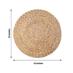 6-Pack Disposable Table Placemats in Natural with Woven Rattan Print - 700GSM Cardboard Placemats for Rustic Themes & Outdoor Events 13"