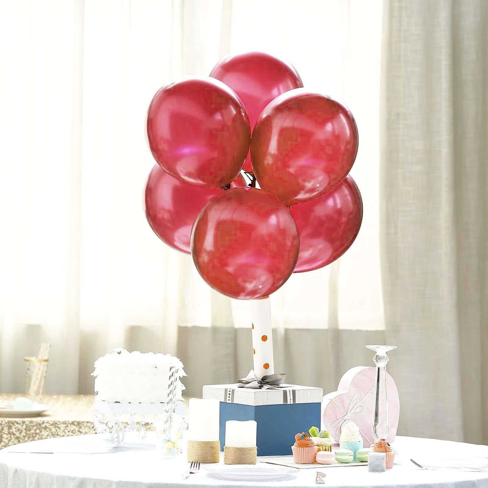 25 Pack 12" Shiny Pearl Burgundy Latex Helium or Air Balloons