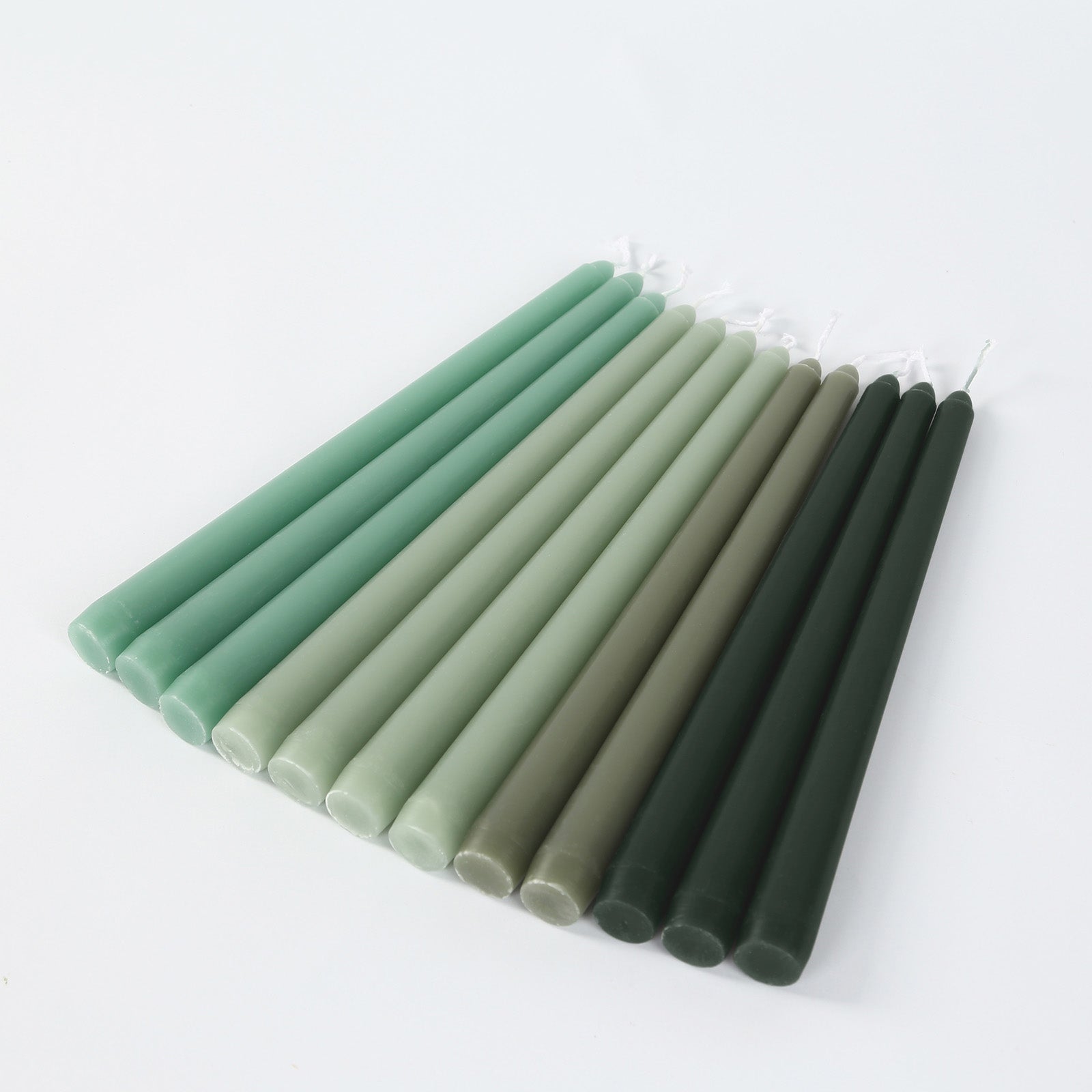 12-Pack Taper Candles Premium Wax Design Mixed Sage Green - Unscented Candles for Sophisticated Decor 10"