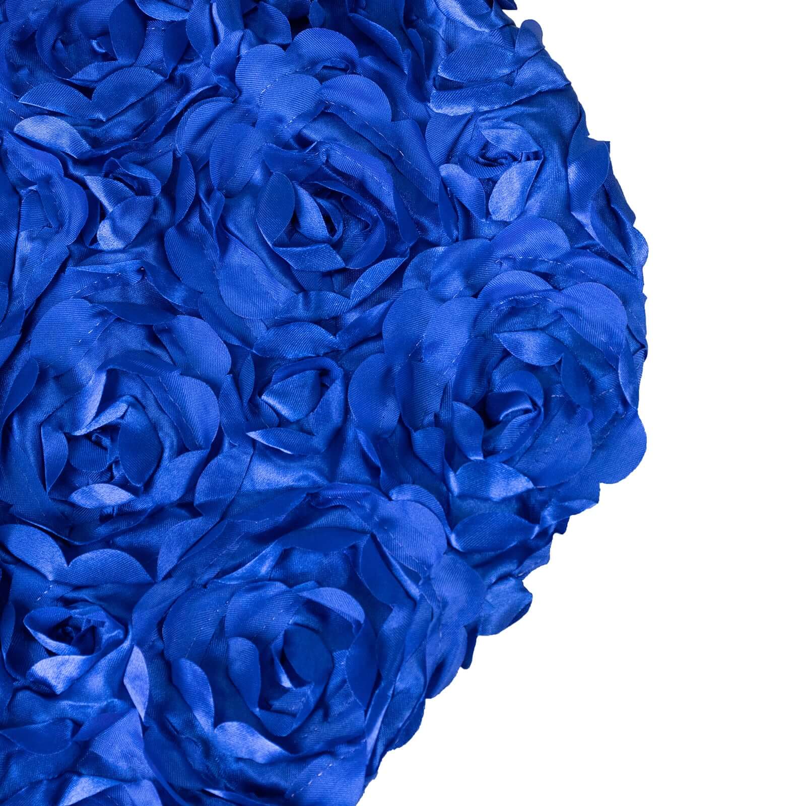 Satin Rosette Chair Cover for Banquet Chairs Royal Blue - Stretch Fitted Slip-On Slipcover