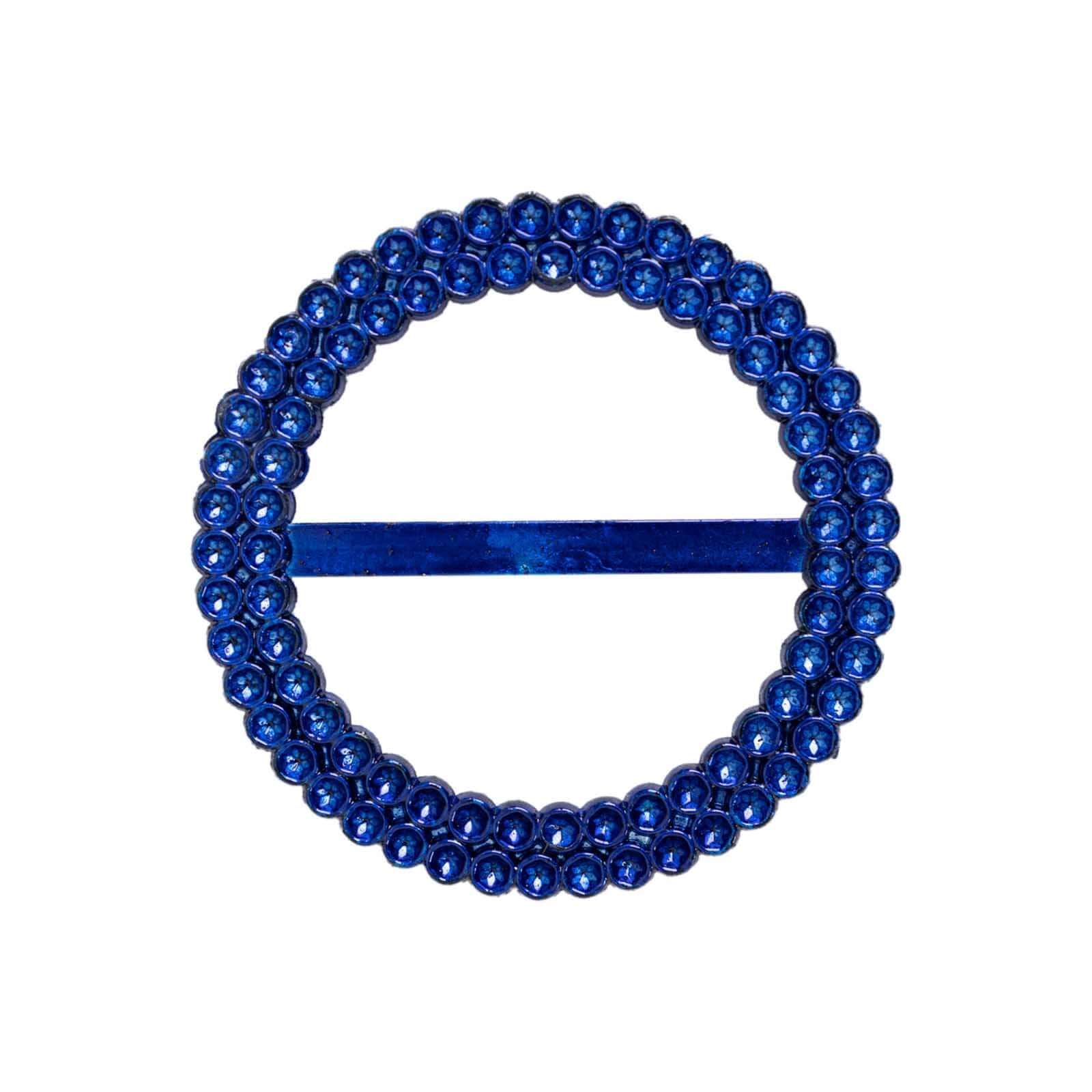 20 Pack Diamond Round Chair Sash Band Buckle Pins Royal Blue - Timeless Rhinestone Napkin Rings 2.5"