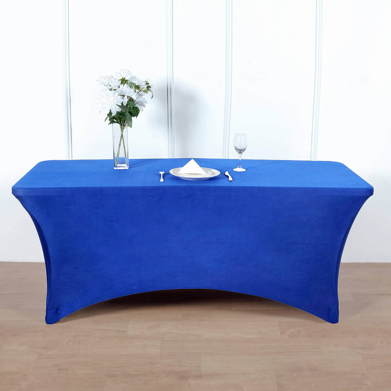 Stretch Spandex 96"x30" Rectangle Table Cover Royal Blue - Durable Form-Fitting Tablecloth