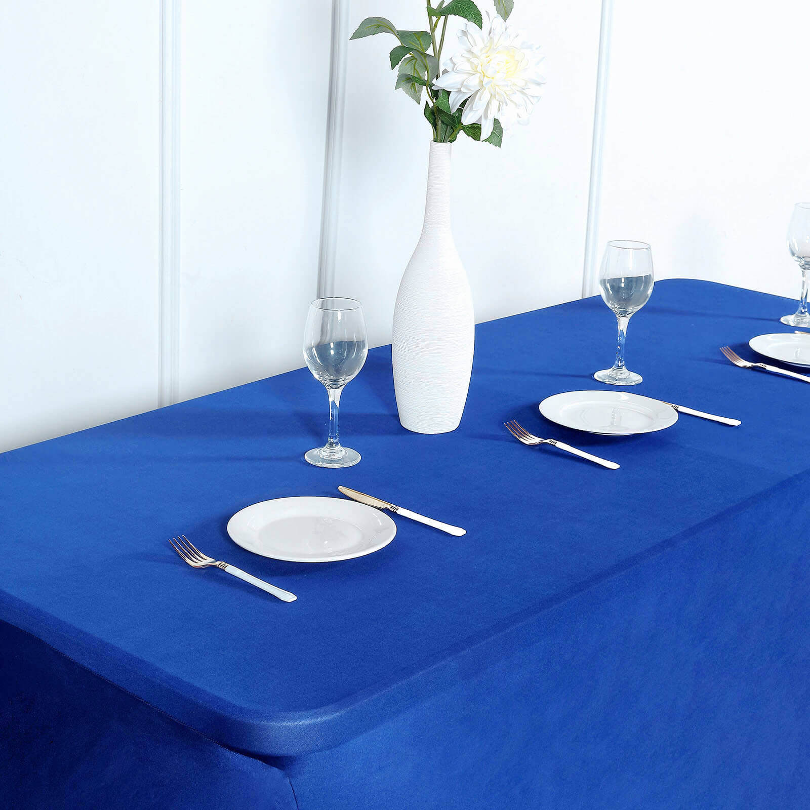 Stretch Spandex 96"x30" Rectangle Table Cover Royal Blue - Durable Form-Fitting Tablecloth