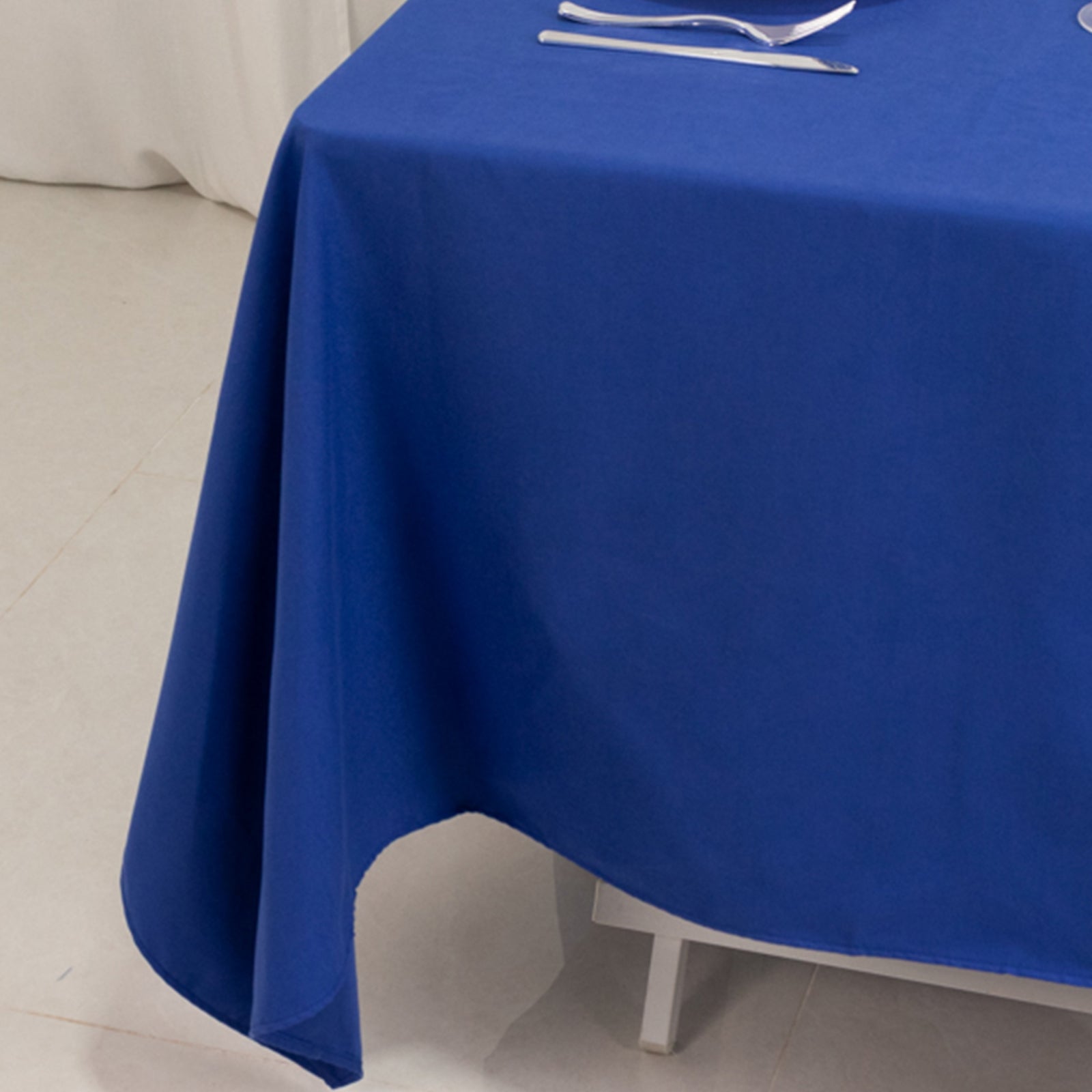 Cotton Blend 70"x70" Square Tablecloth Royal Blue - Wrinkle-Resistant Fabric Table Cover