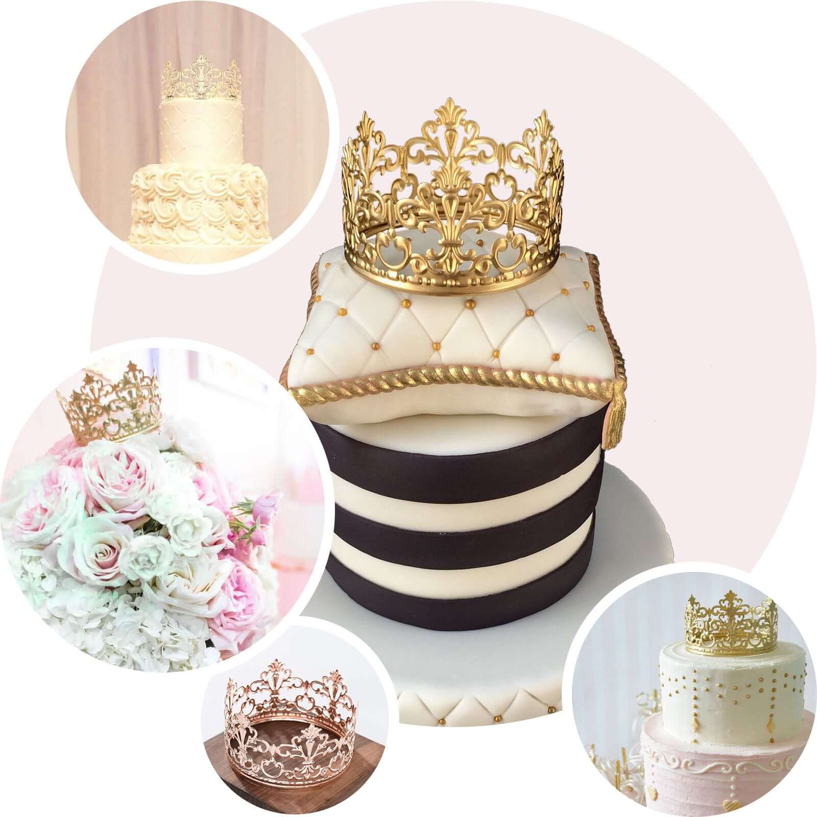 Metal Princess Crown Cake Topper Rose Gold - Exquisite Cake Centerpiece Decor for Quinceañeras Bridal Showers & Fairytale-Themed Events 2"
