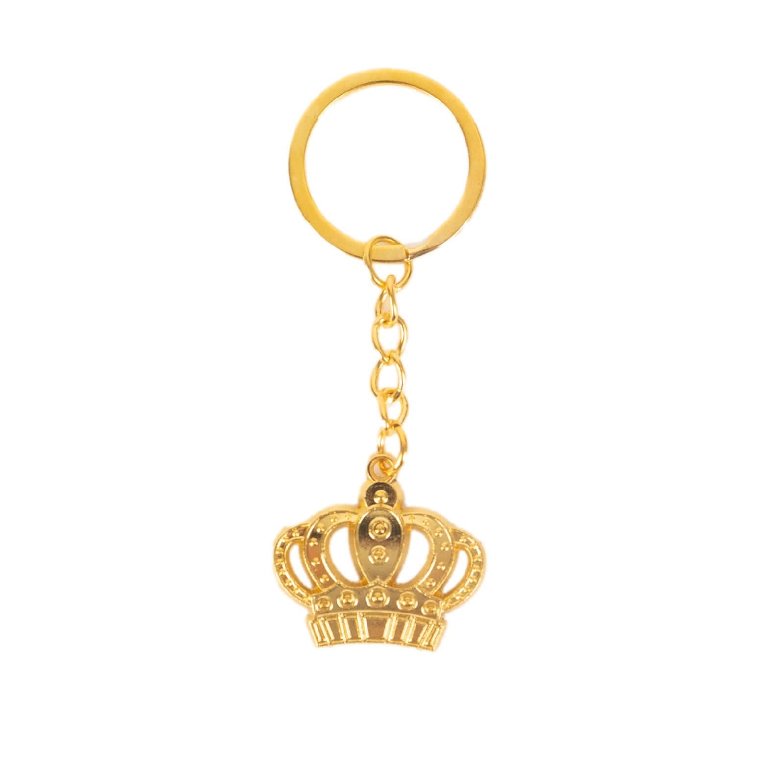 5 Pack Gold Metal Princess Crown Keychain Party Favor Souvenir, 3" Pre-Packed Wedding Bridal Shower Favor Gift Box With Ribbon & Thank You Tag