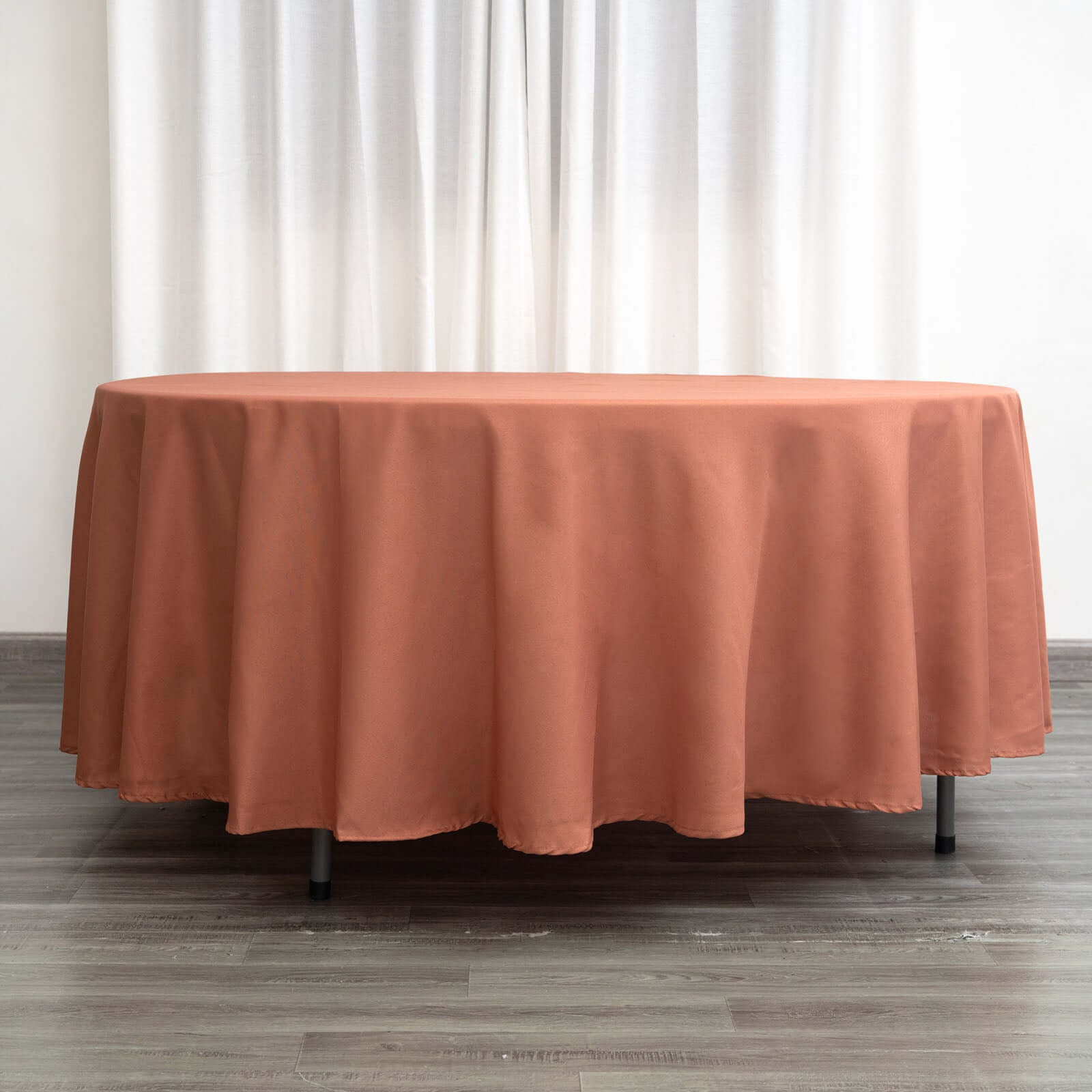 Polyester 108" Round Tablecloth Terracotta (Rust) - Wrinkle-Resistant Table Cover